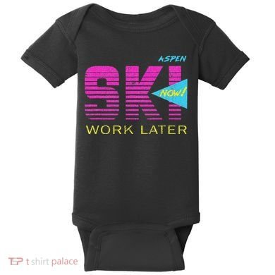 Retro Aspen 80s Colorado Skiing Baby Bodysuit