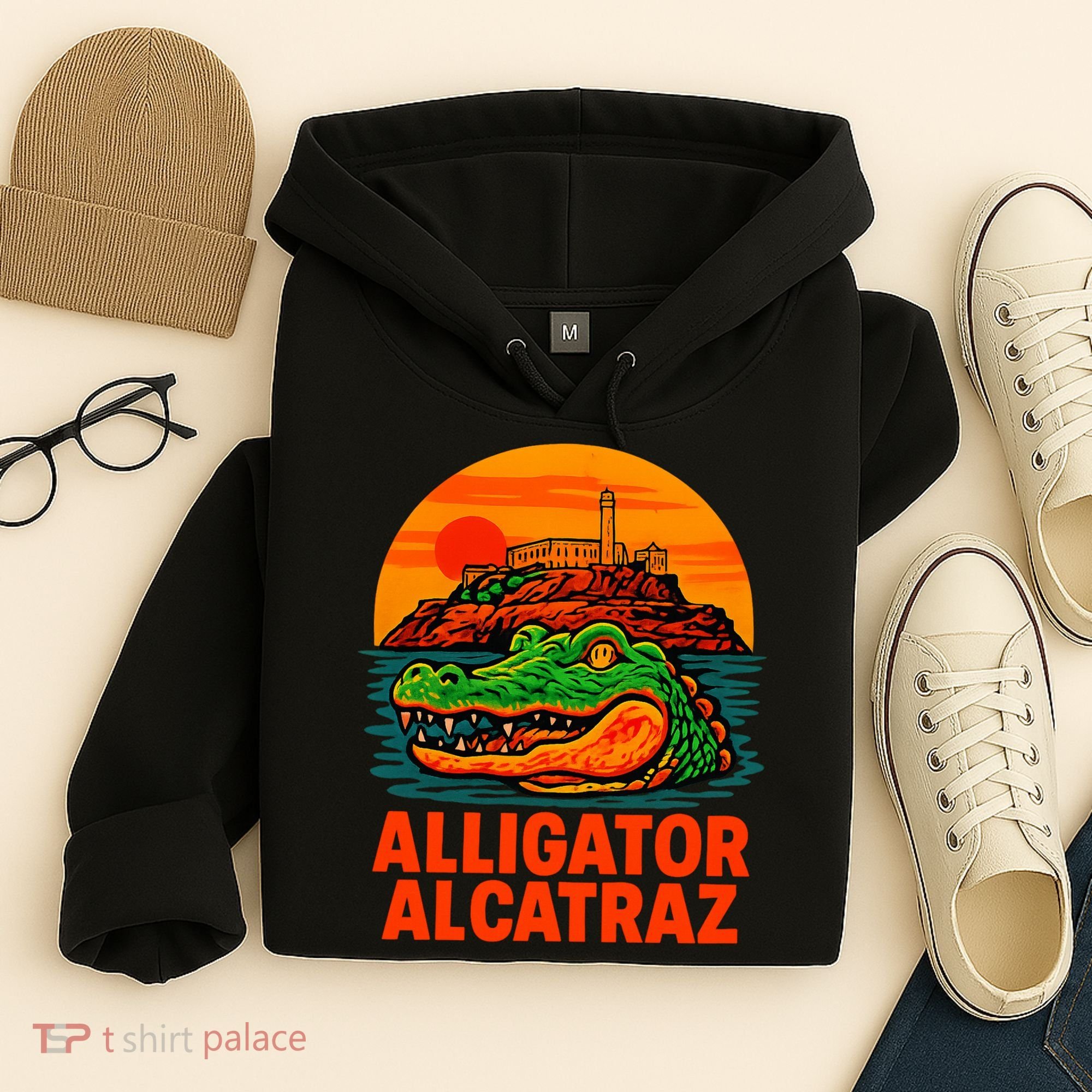 Retro Alligator Alcatraz Hoodie