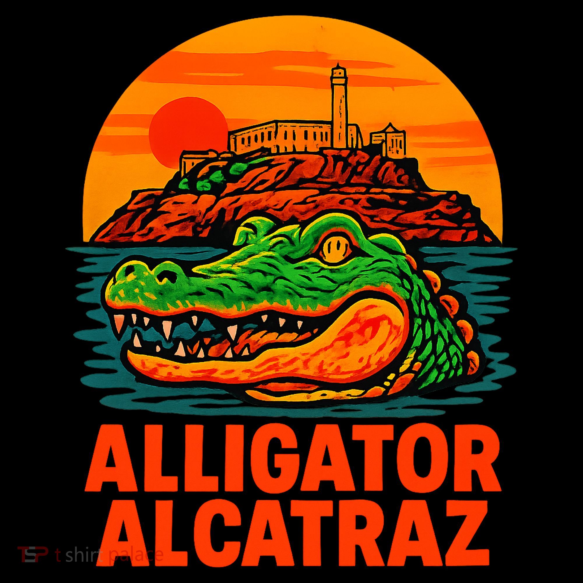 Retro Alligator Alcatraz Bucket Hat