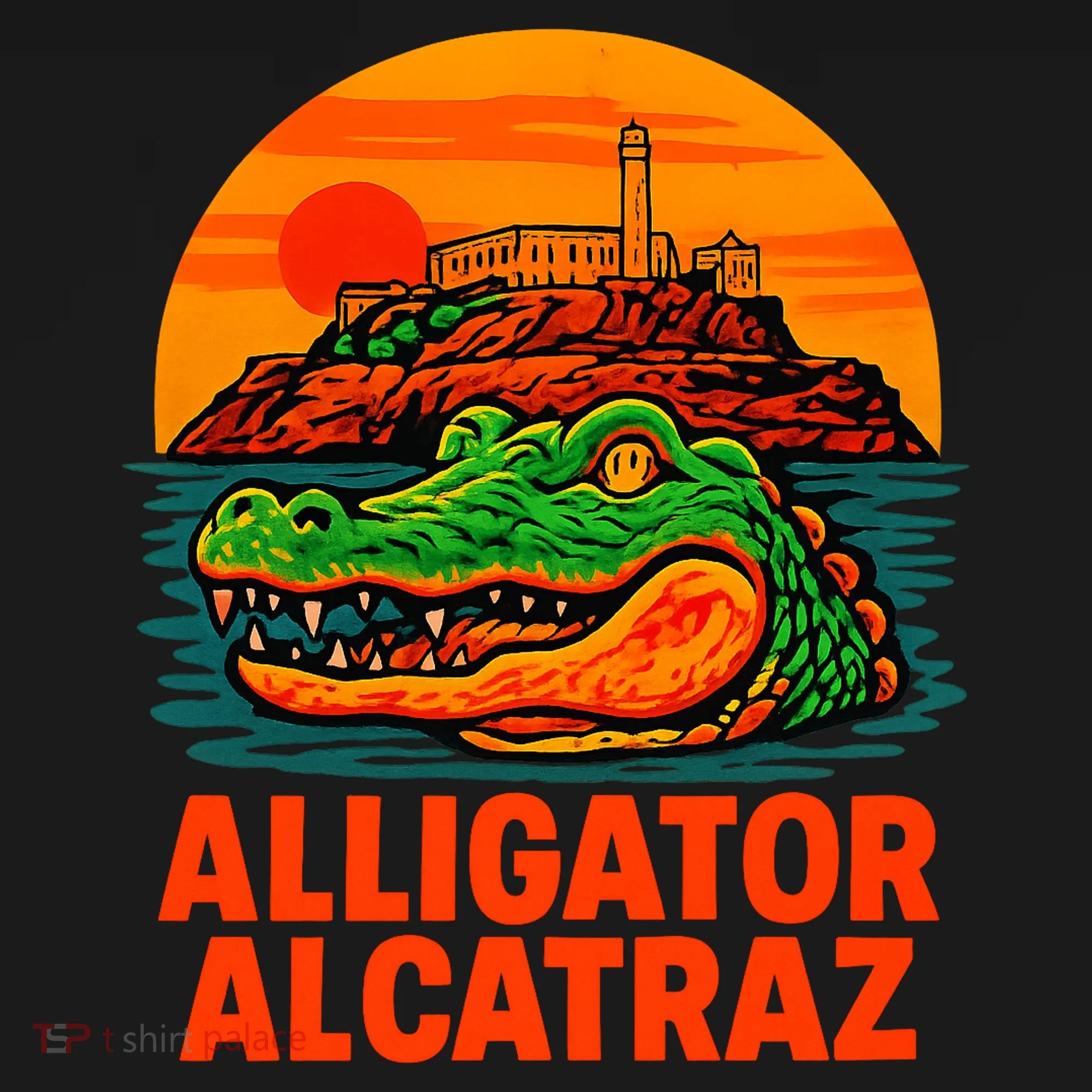 Retro Alligator Alcatraz Bucket Hat