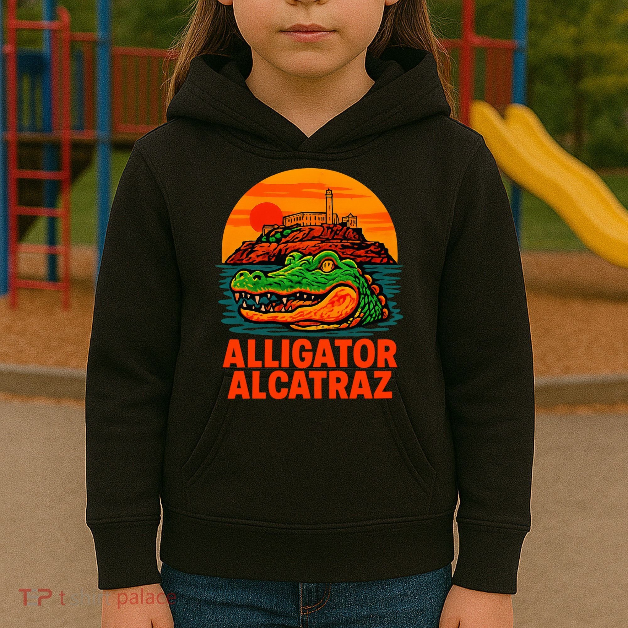 Retro Alligator Alcatraz Kids Hoodie