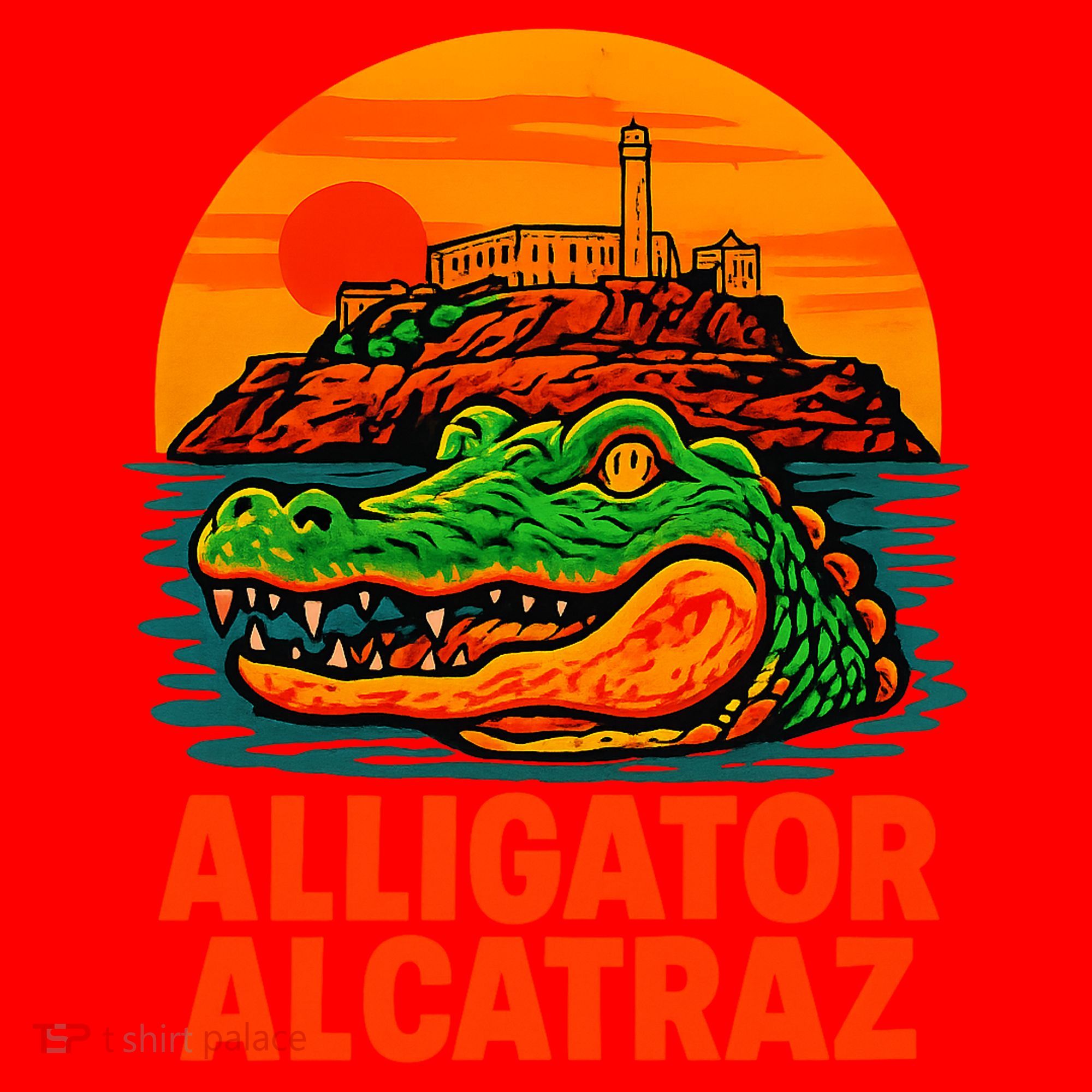 Retro Alligator Alcatraz Santa Hat