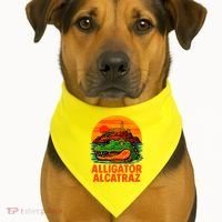 Retro Alligator Alcatraz USA-Made Doggie Bandana thumb 1