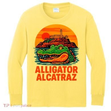 Retro Alligator Alcatraz Kids Long Sleeve Shirt