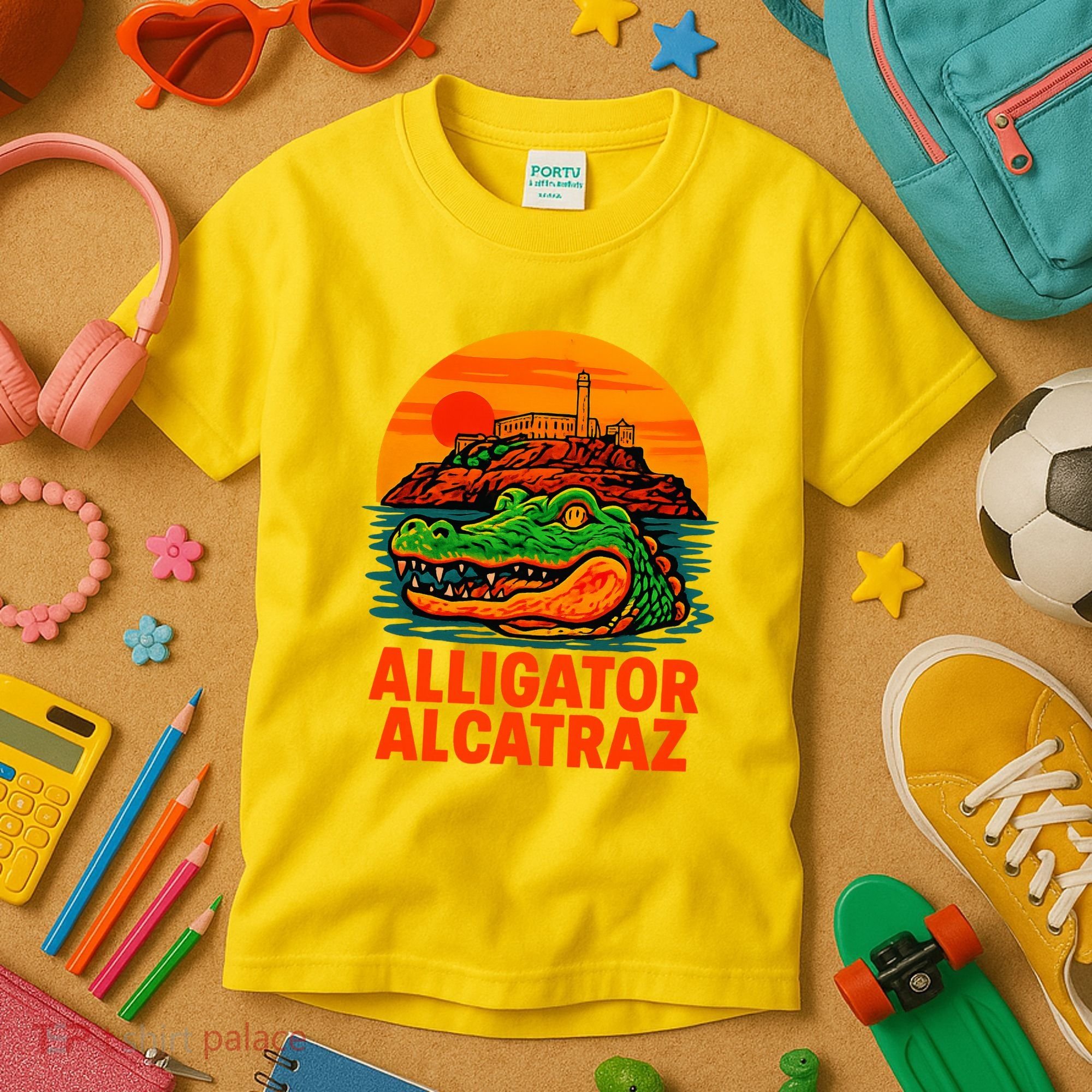Retro Alligator Alcatraz Kids T-Shirt