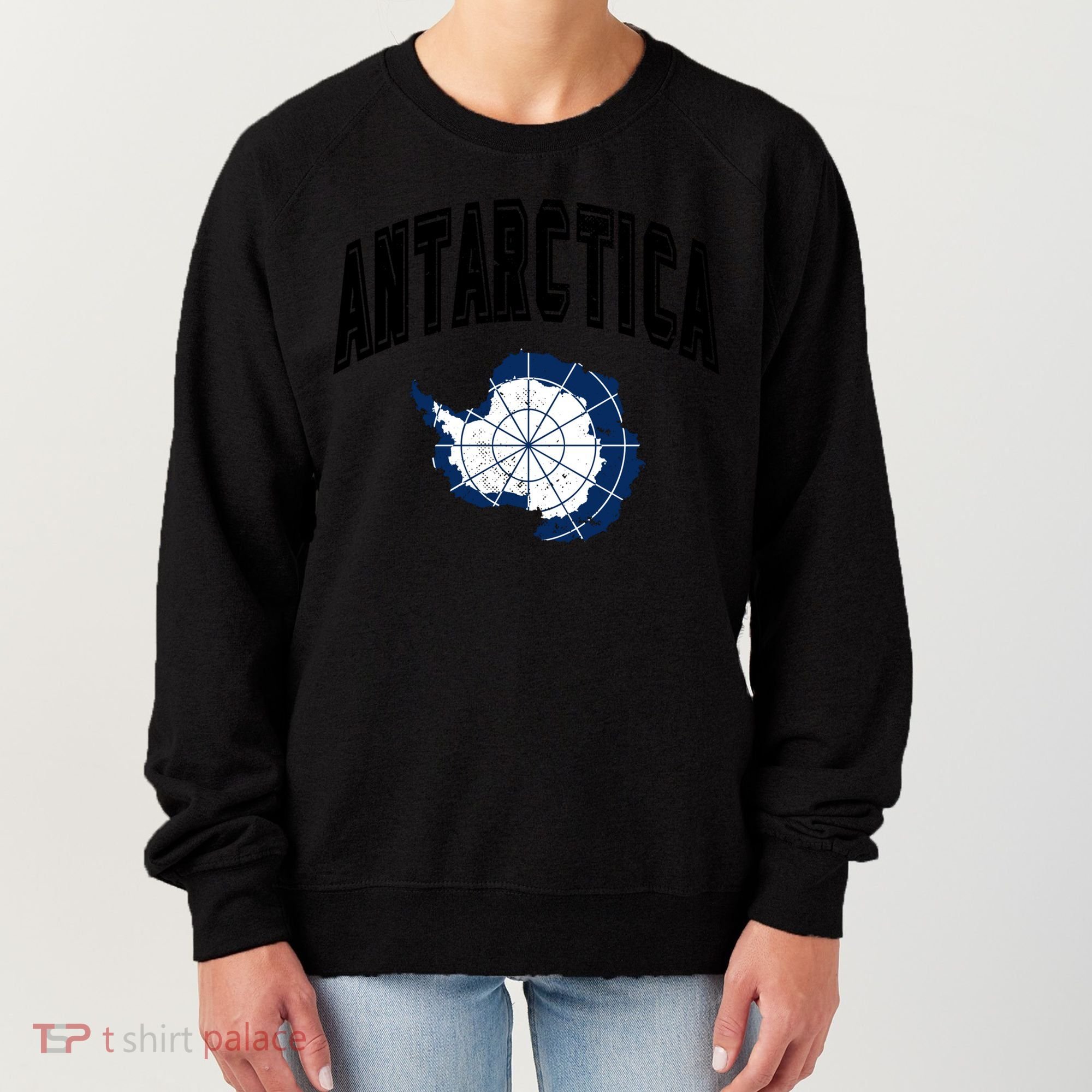 Retro Antarctica Athletic Map And Flag Meaningful Gift Women's Sweatshirt