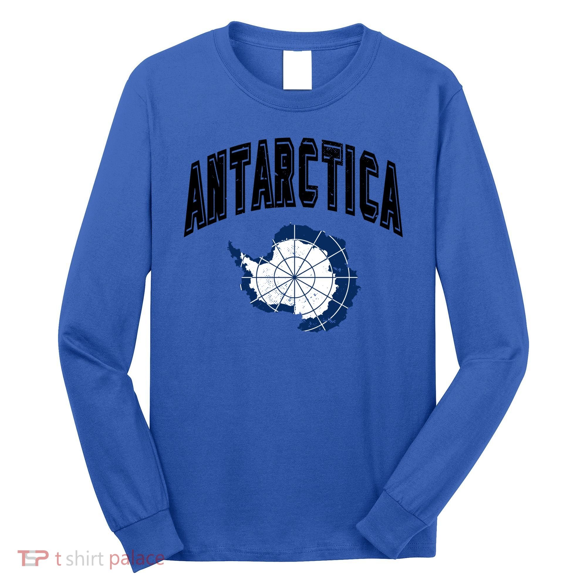 Retro Antarctica Athletic Map And Flag Meaningful Gift Long Sleeve Shirt