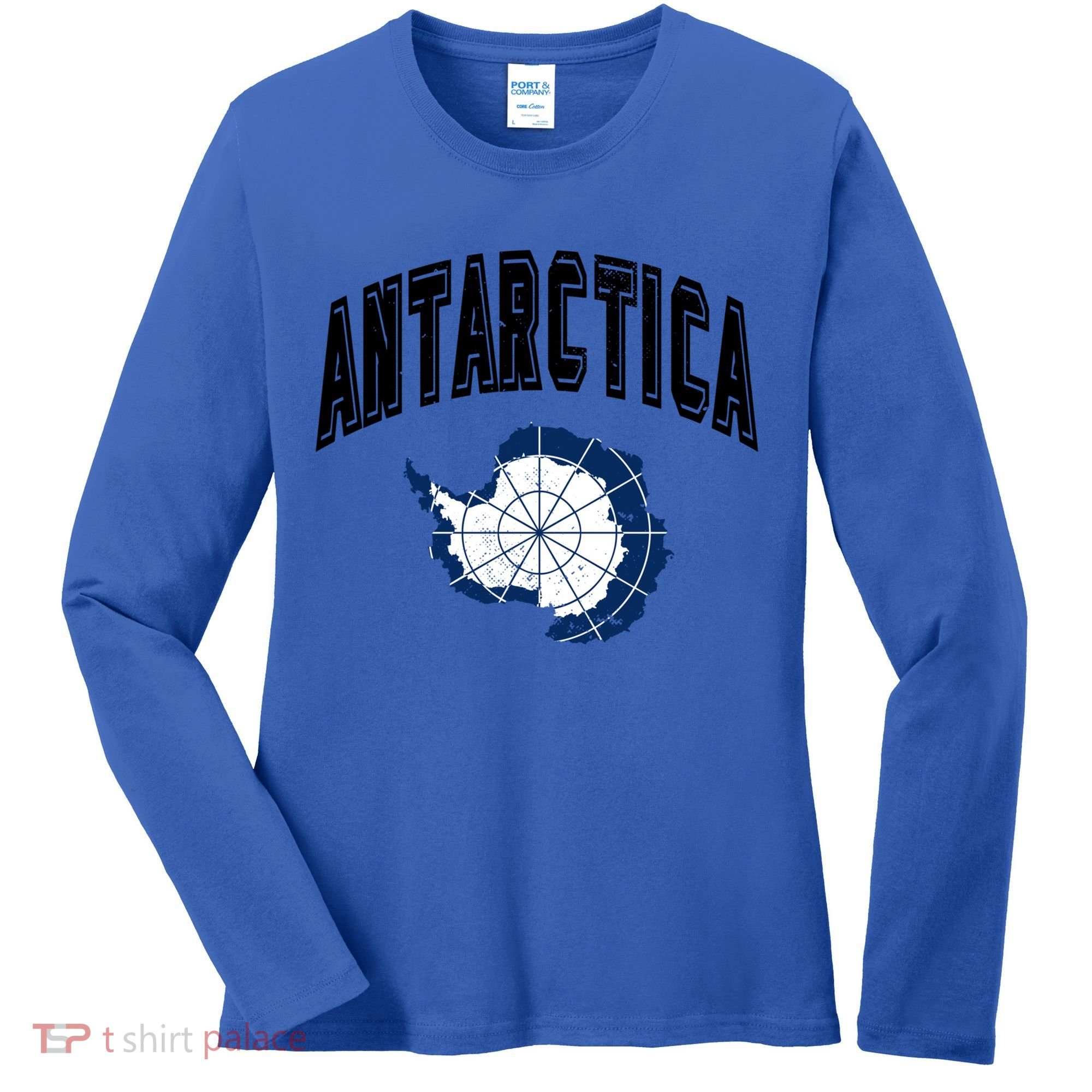 Retro Antarctica Athletic Map And Flag Meaningful Gift Women's Long Sleeve Shirt