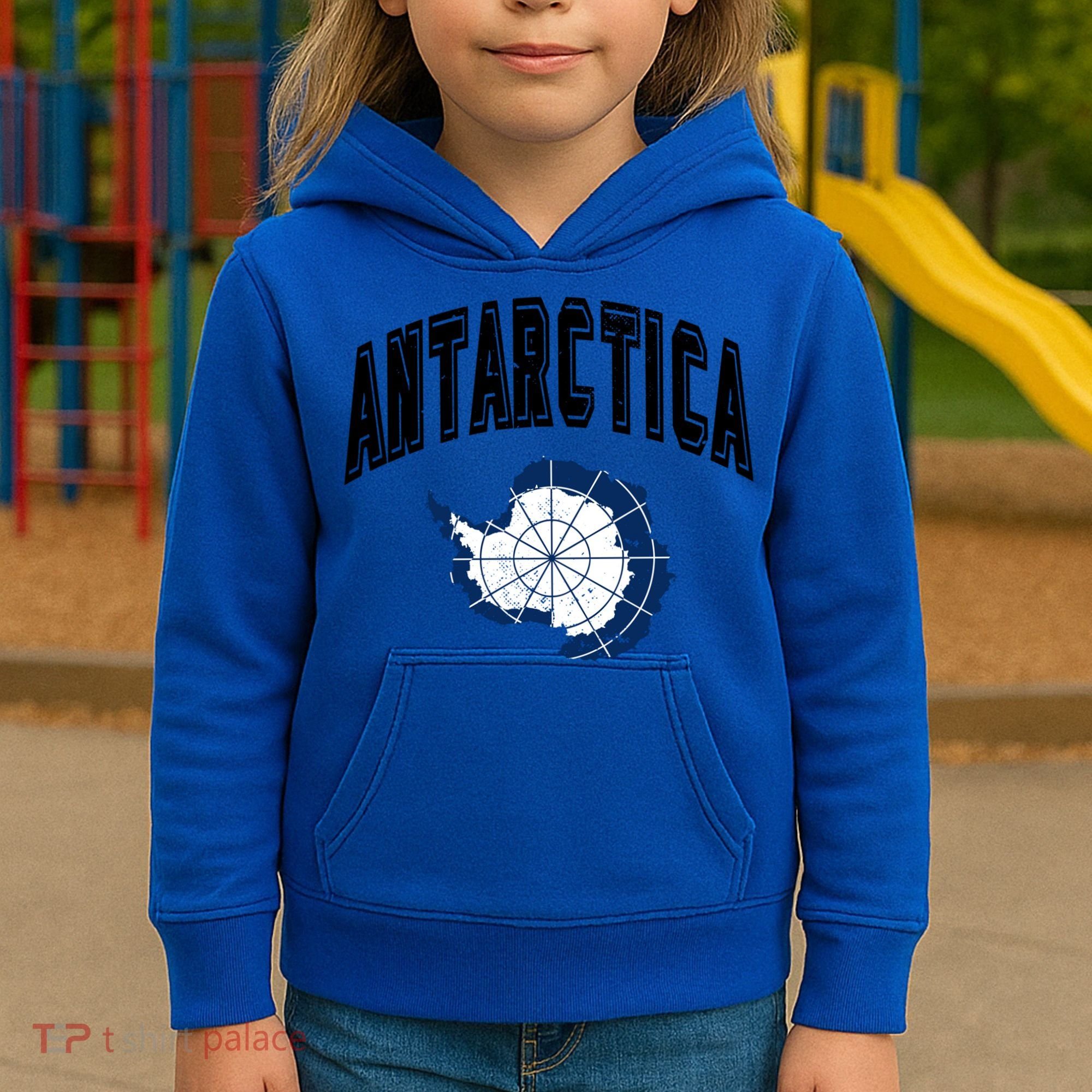 Retro Antarctica Athletic Map And Flag Meaningful Gift Kids Hoodie