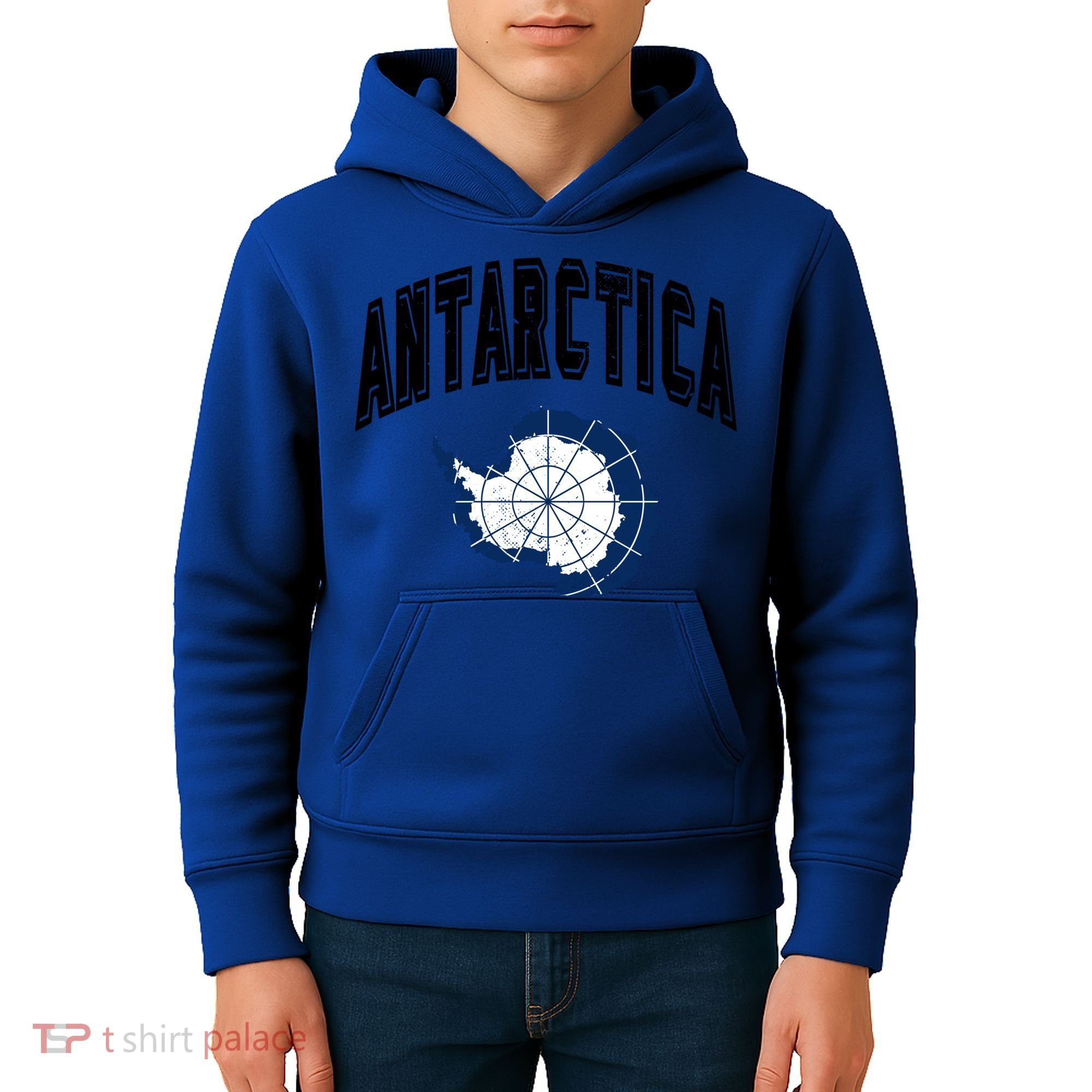 Retro Antarctica Athletic Map And Flag Meaningful Gift Kids Hoodie