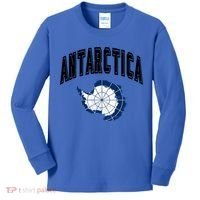 Retro Antarctica Athletic Map And Flag Meaningful Gift Kids Long Sleeve Shirt thumb 0