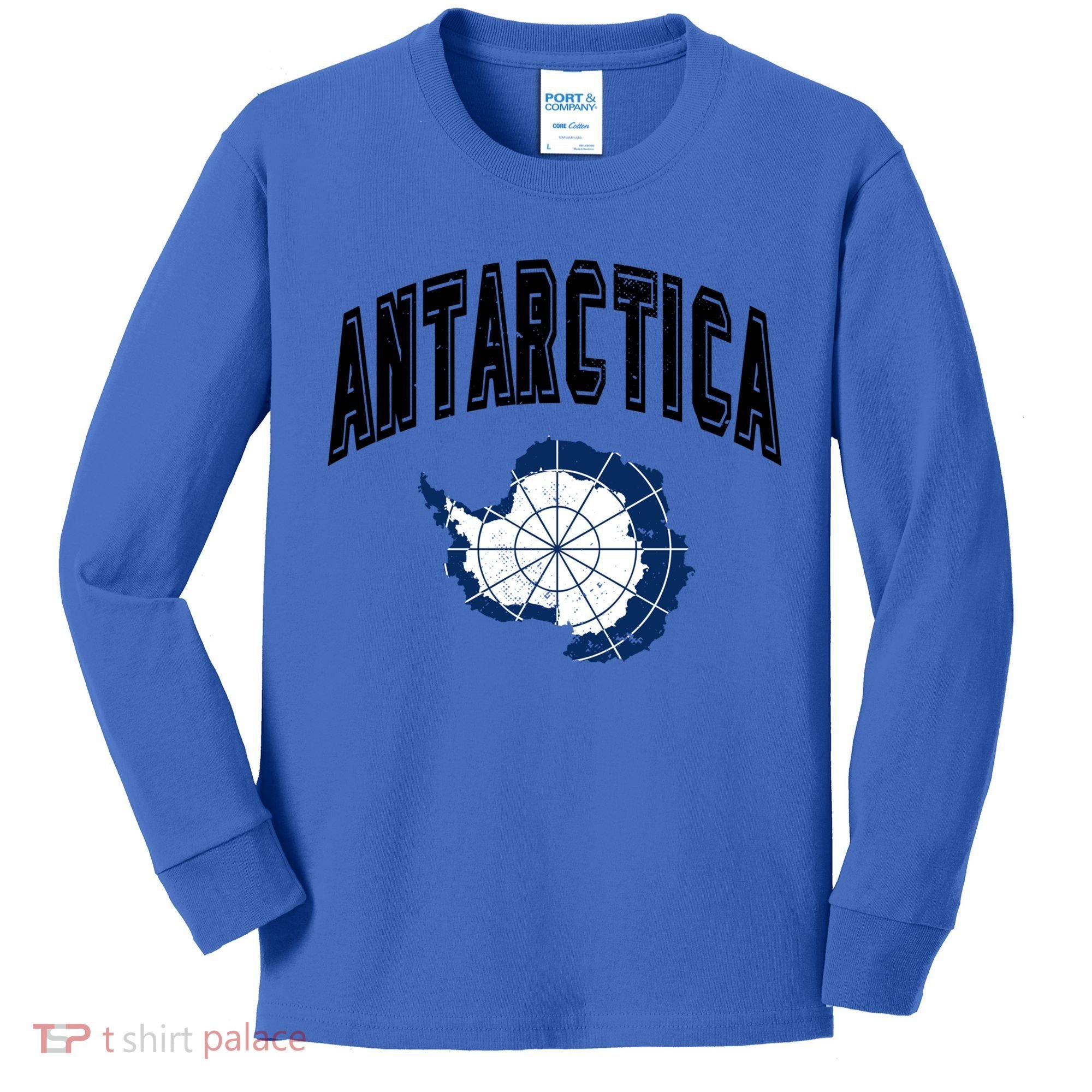 Retro Antarctica Athletic Map And Flag Meaningful Gift Kids Long Sleeve Shirt