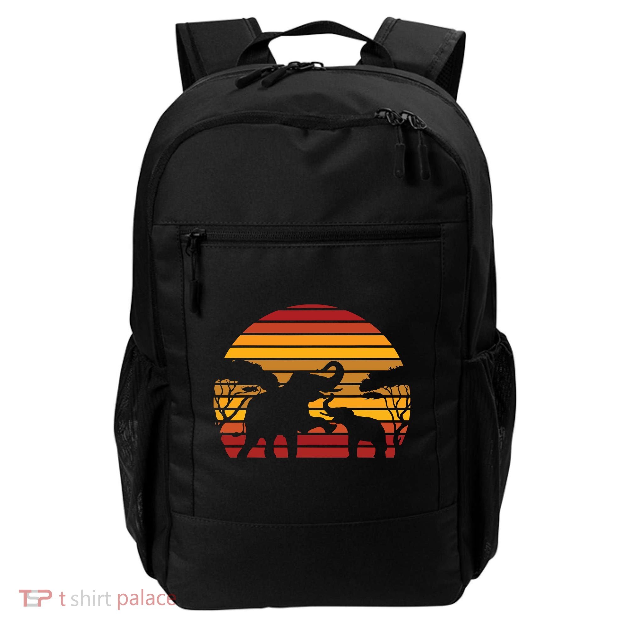 Retro Africa Animal Zoo Keeper Gift Safari Sunset Elephant Backpack