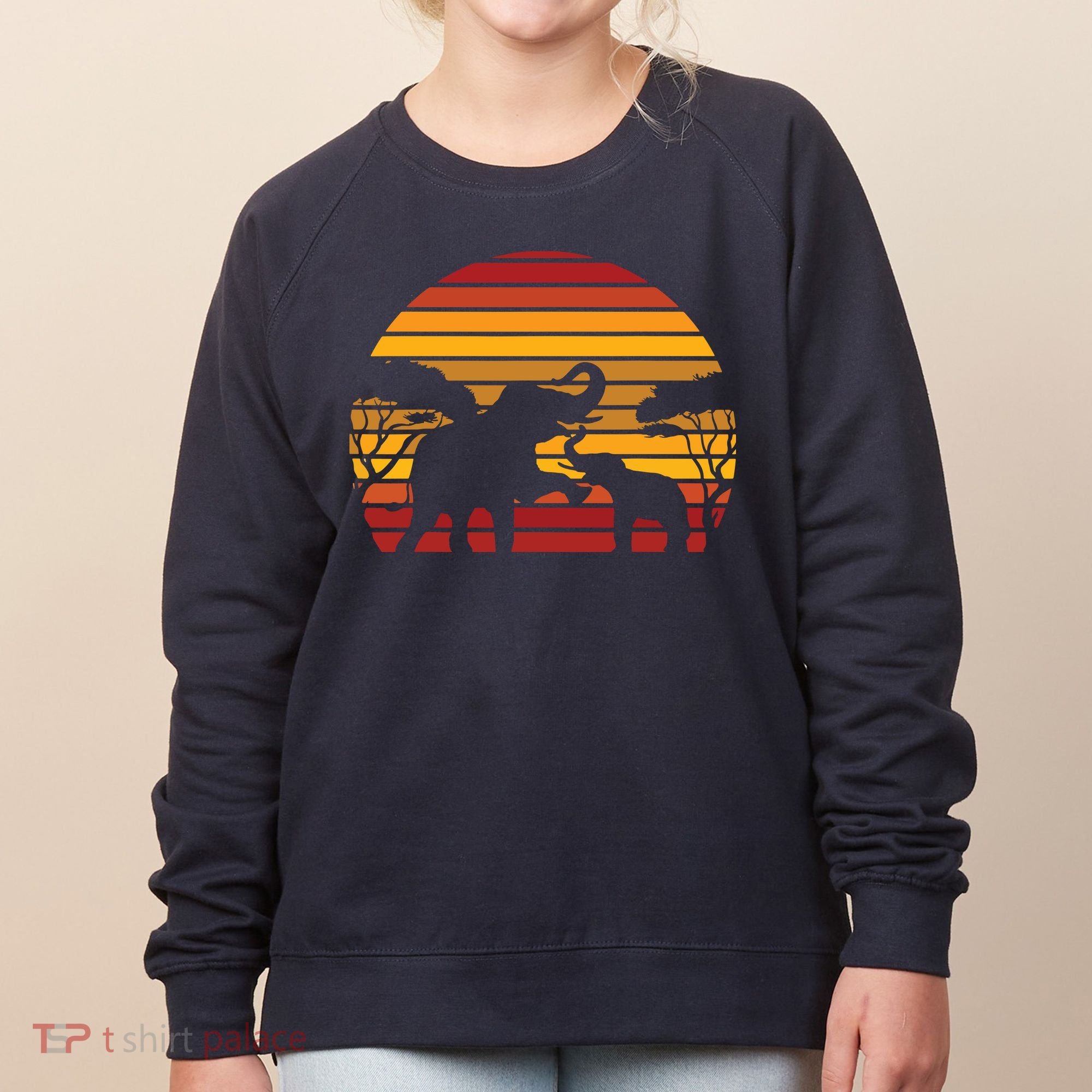 Retro Africa Animal Zoo Keeper Gift Safari Sunset Elephant Women's Sweatshirt