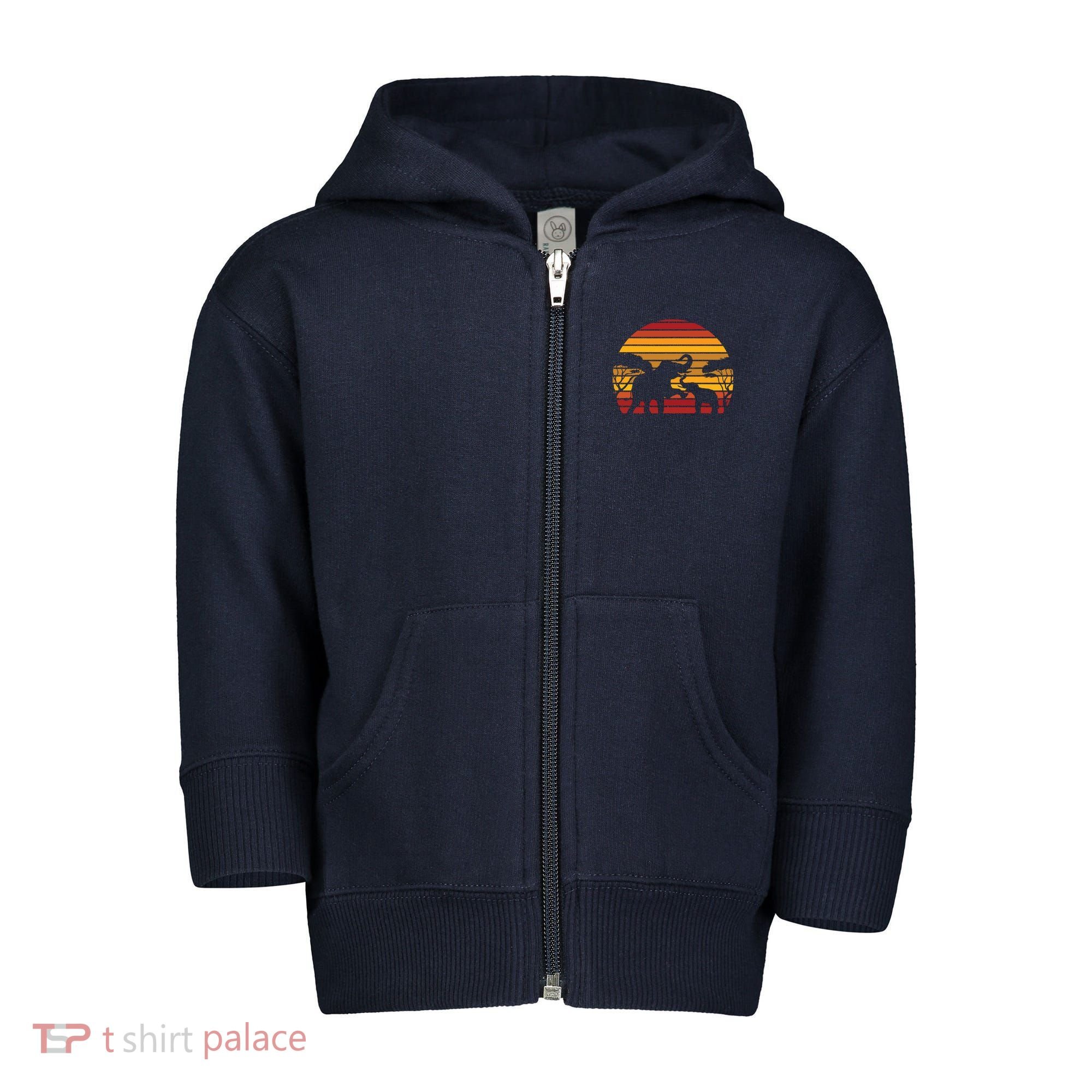 Retro Africa Animal Zoo Keeper Gift Safari Sunset Elephant Toddler Zip Fleece Hoodie