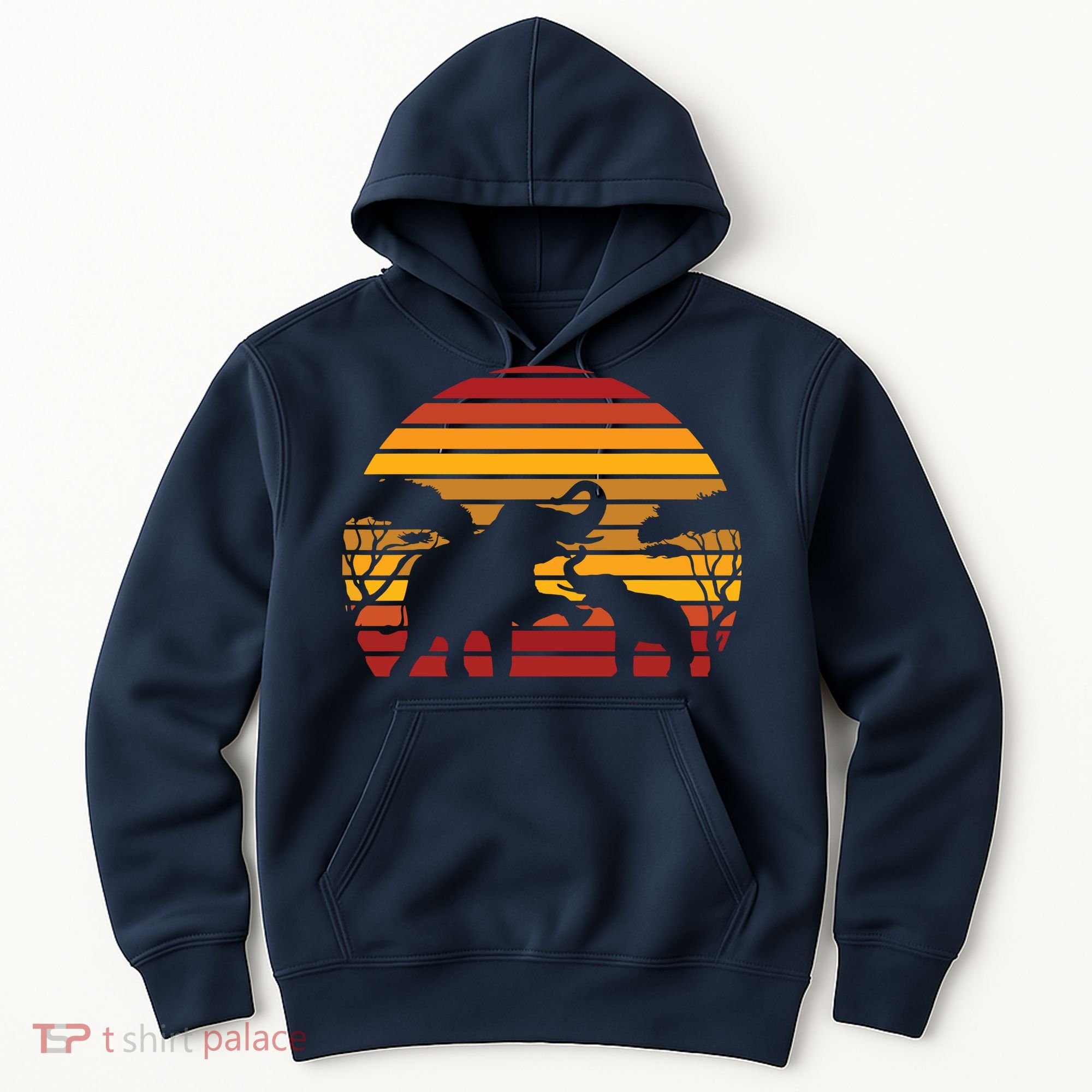 Retro Africa Animal Zoo Keeper Gift Safari Sunset Elephant Hoodie
