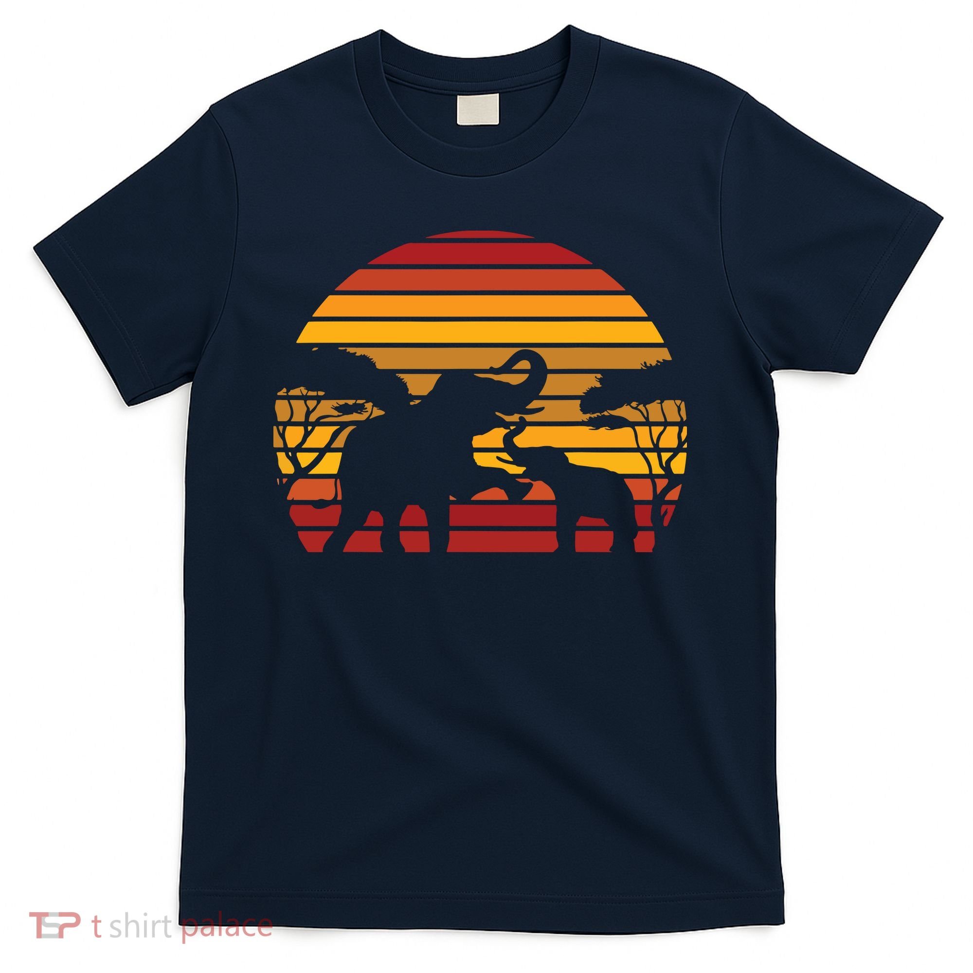 Retro Africa Animal Zoo Keeper Gift Safari Sunset Elephant T-Shirt