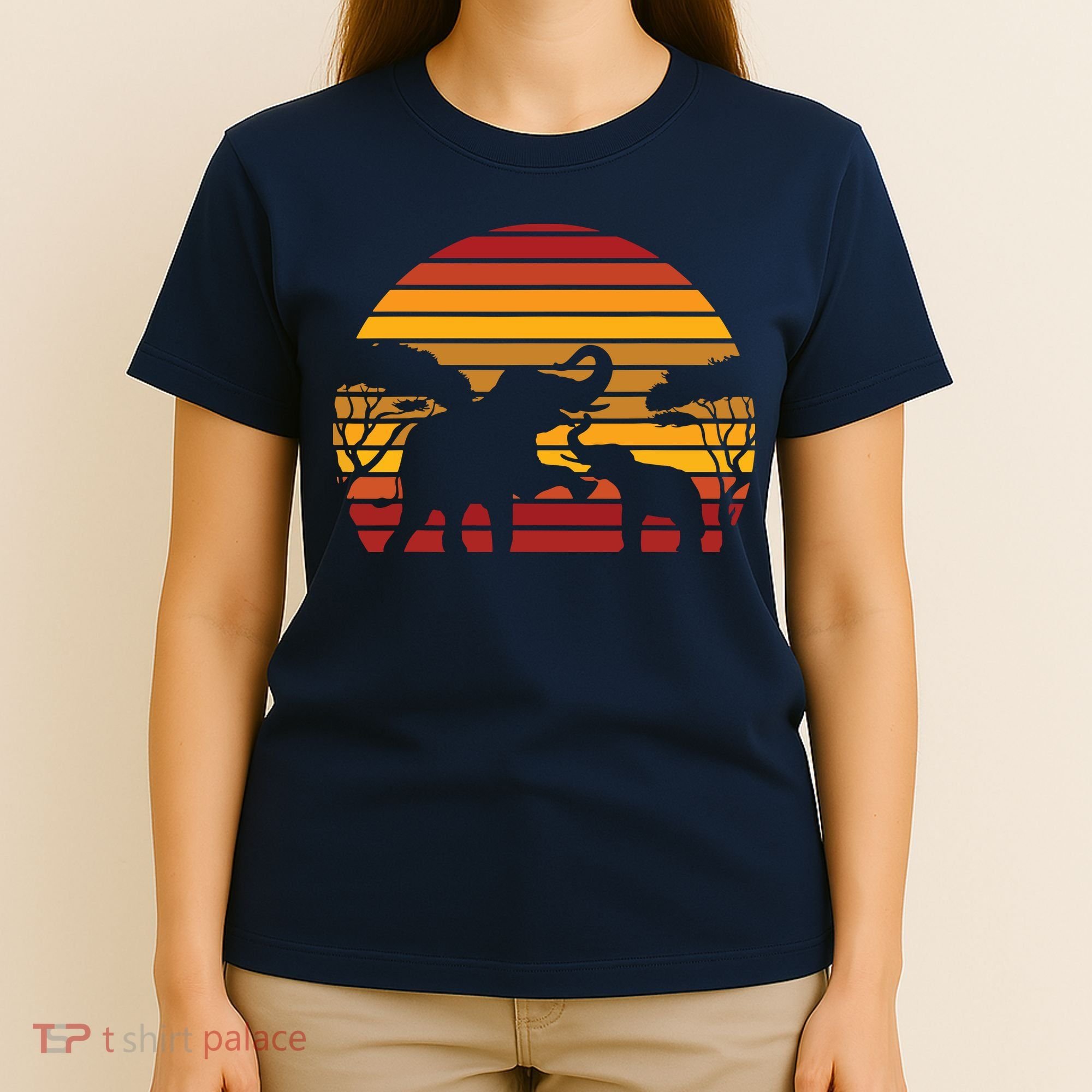 Retro Africa Animal Zoo Keeper Gift Safari Sunset Elephant T-Shirt
