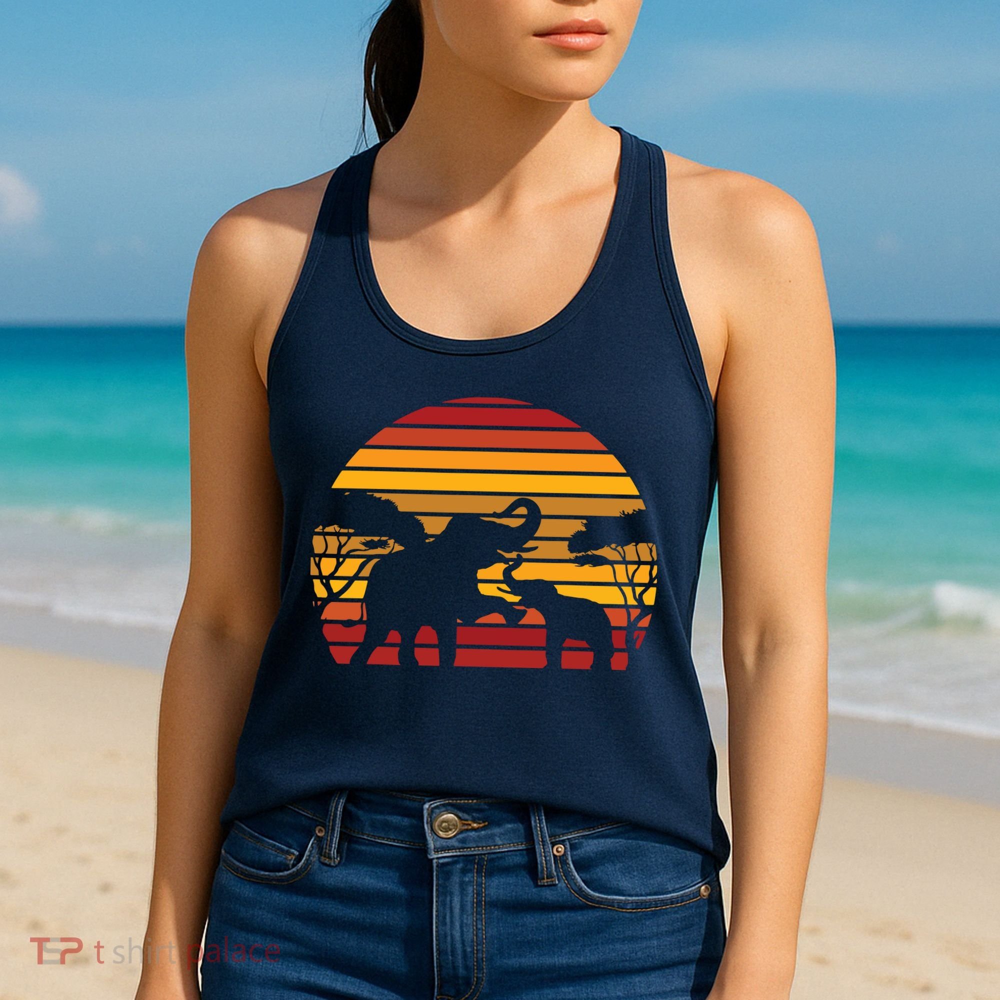 Retro Africa Animal Zoo Keeper Gift Safari Sunset Elephant Women's Tank Top