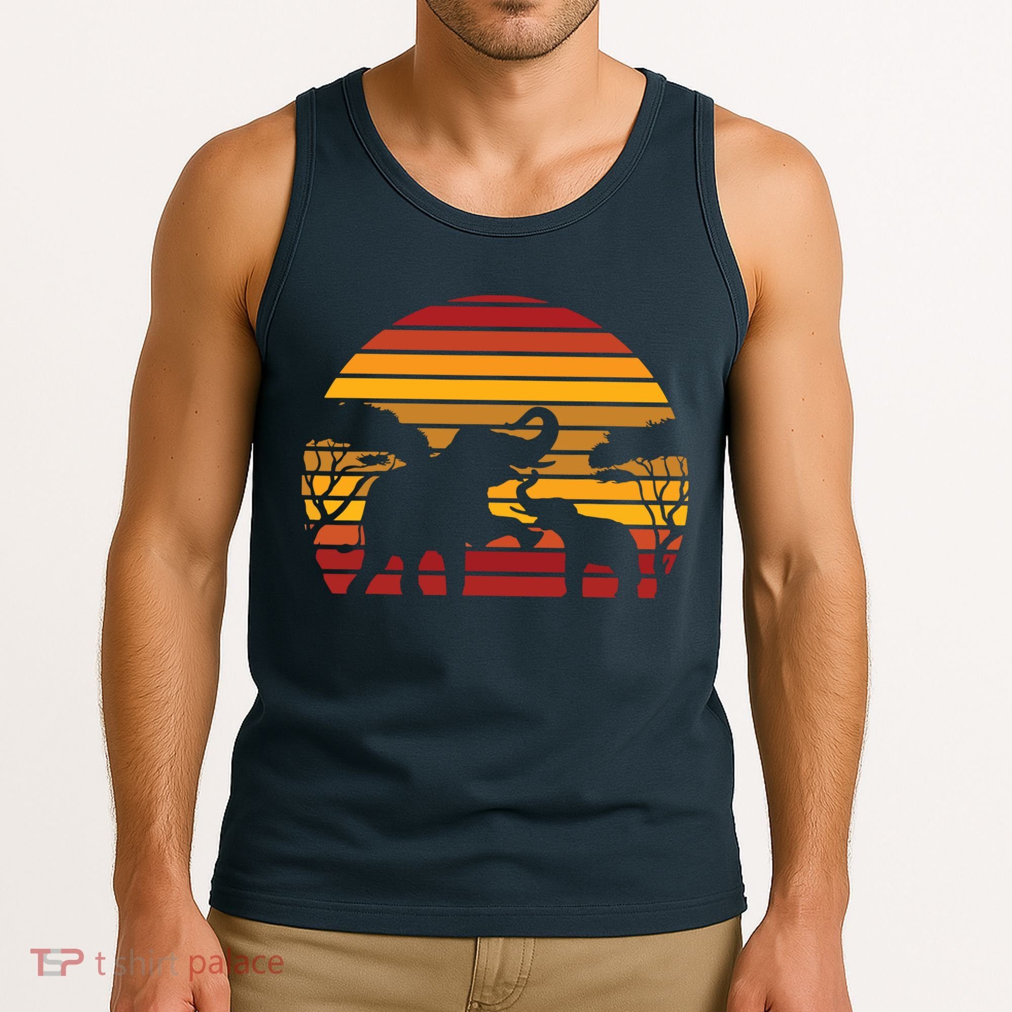 Retro Africa Animal Zoo Keeper Gift Safari Sunset Elephant Tank Top