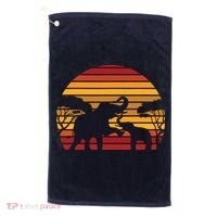 Retro Africa Animal Zoo Keeper Gift Safari Sunset Elephant Golf Towel thumb 0