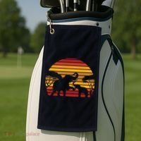 Retro Africa Animal Zoo Keeper Gift Safari Sunset Elephant Golf Towel thumb 2