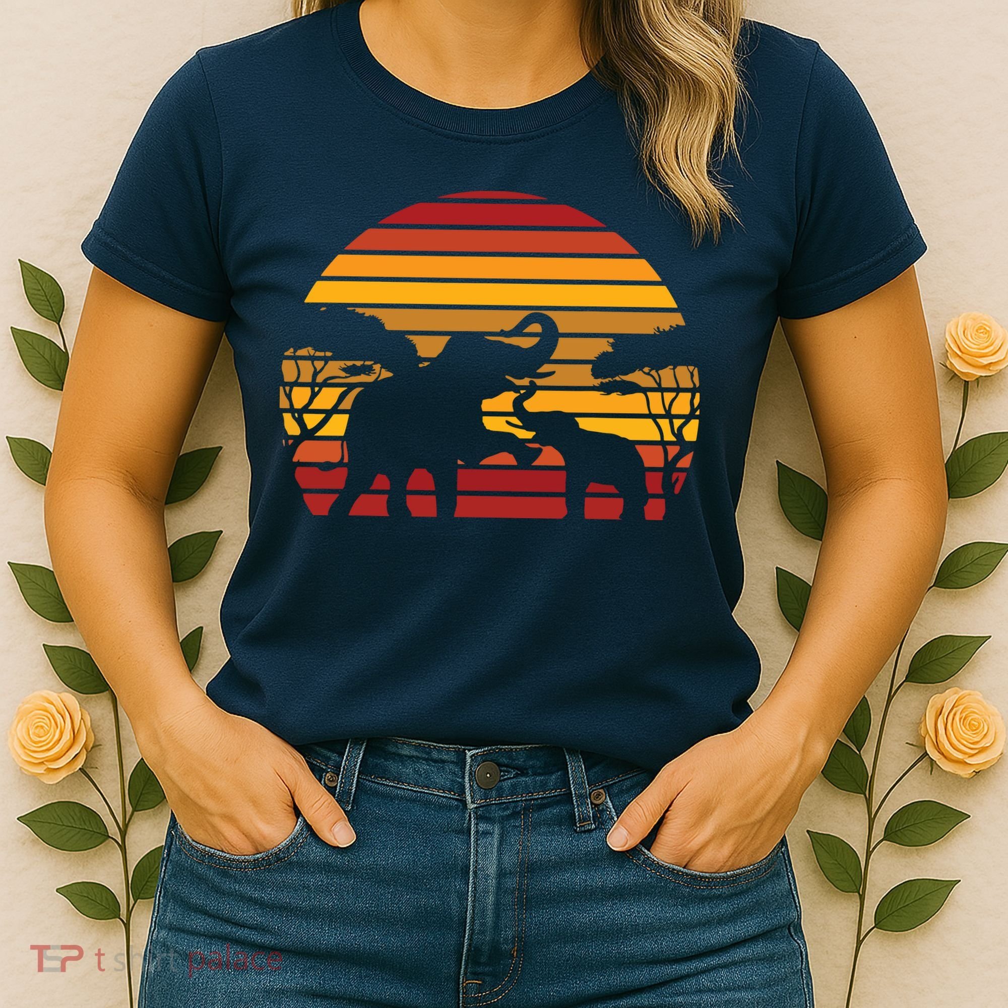 Retro Africa Animal Zoo Keeper Gift Safari Sunset Elephant Women's T-Shirt