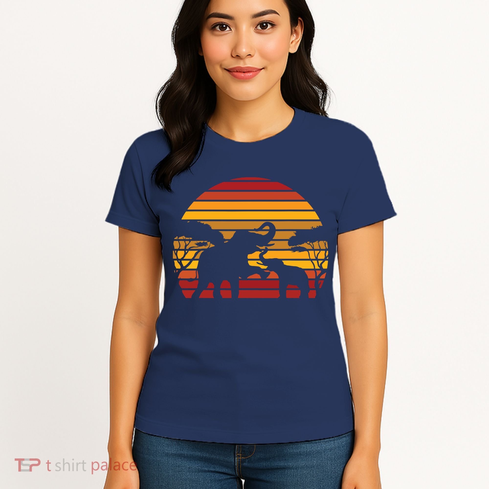 Retro Africa Animal Zoo Keeper Gift Safari Sunset Elephant Women's T-Shirt