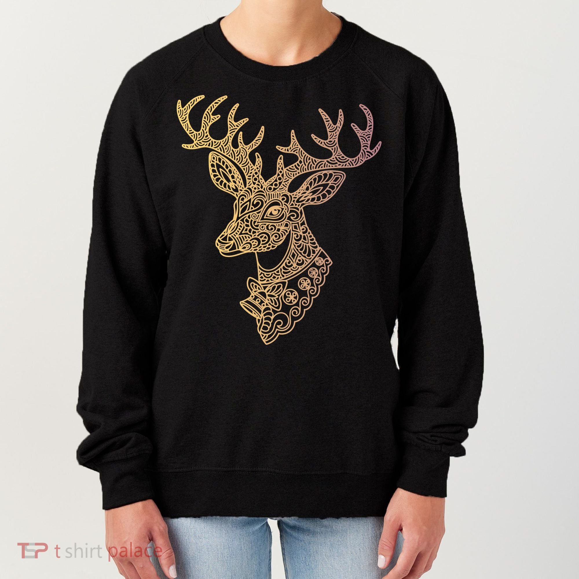 Reindeer Abstract Art Holiday Women's Sweatshirt