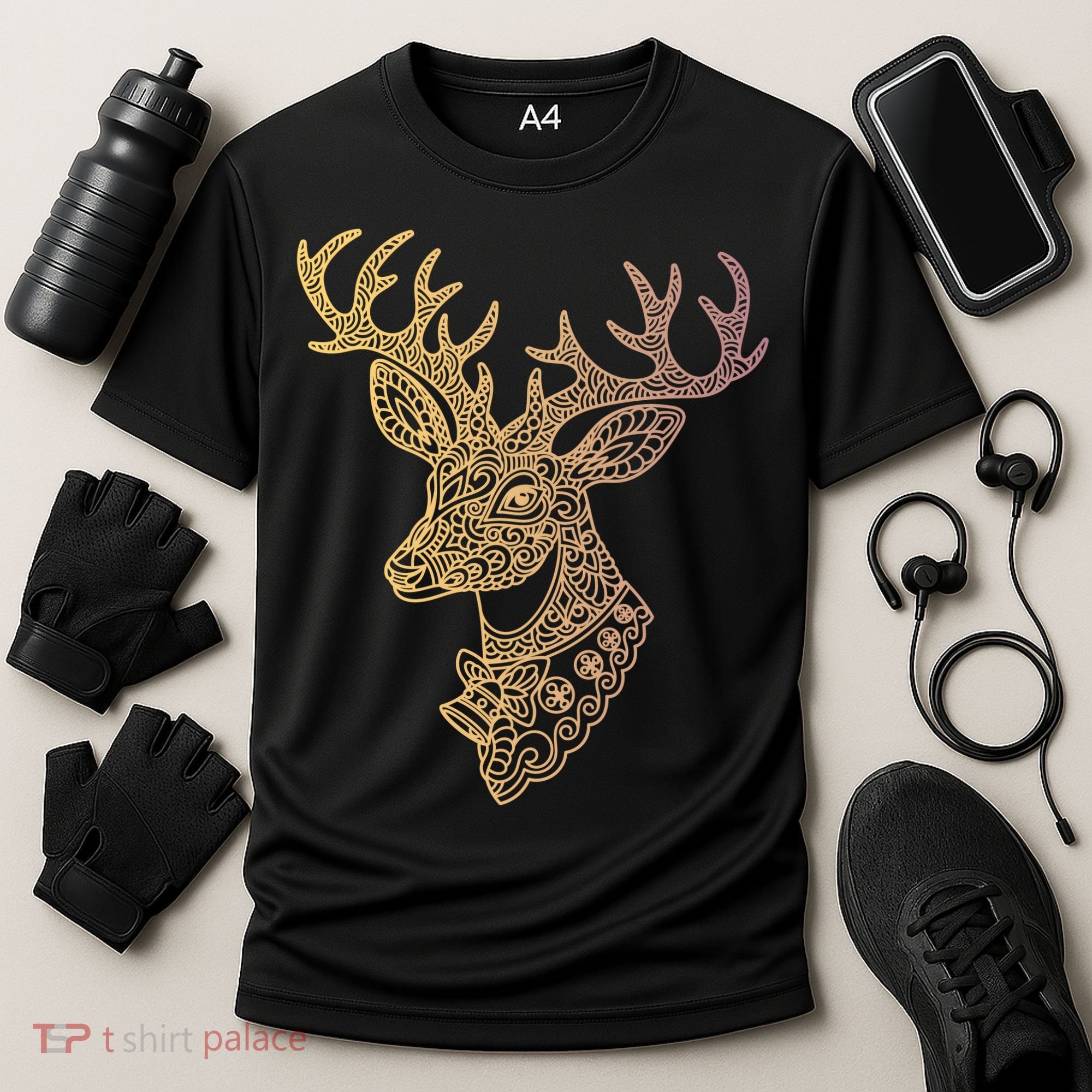 Reindeer Abstract Art Holiday Cooling Performance Crew T-Shirt