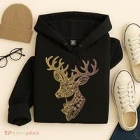 Reindeer Abstract Art Holiday Hoodie thumb 4