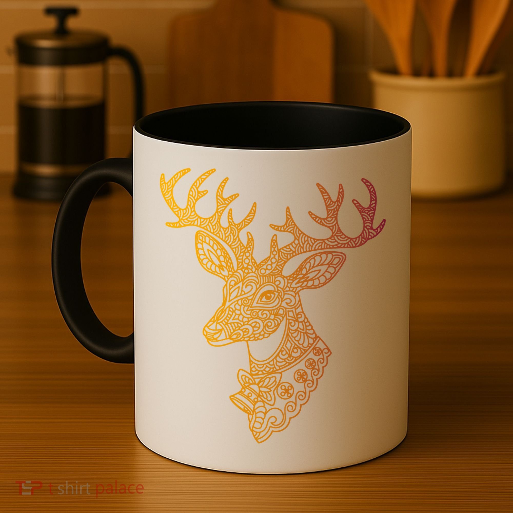 Reindeer Abstract Art Holiday Coffee Mug