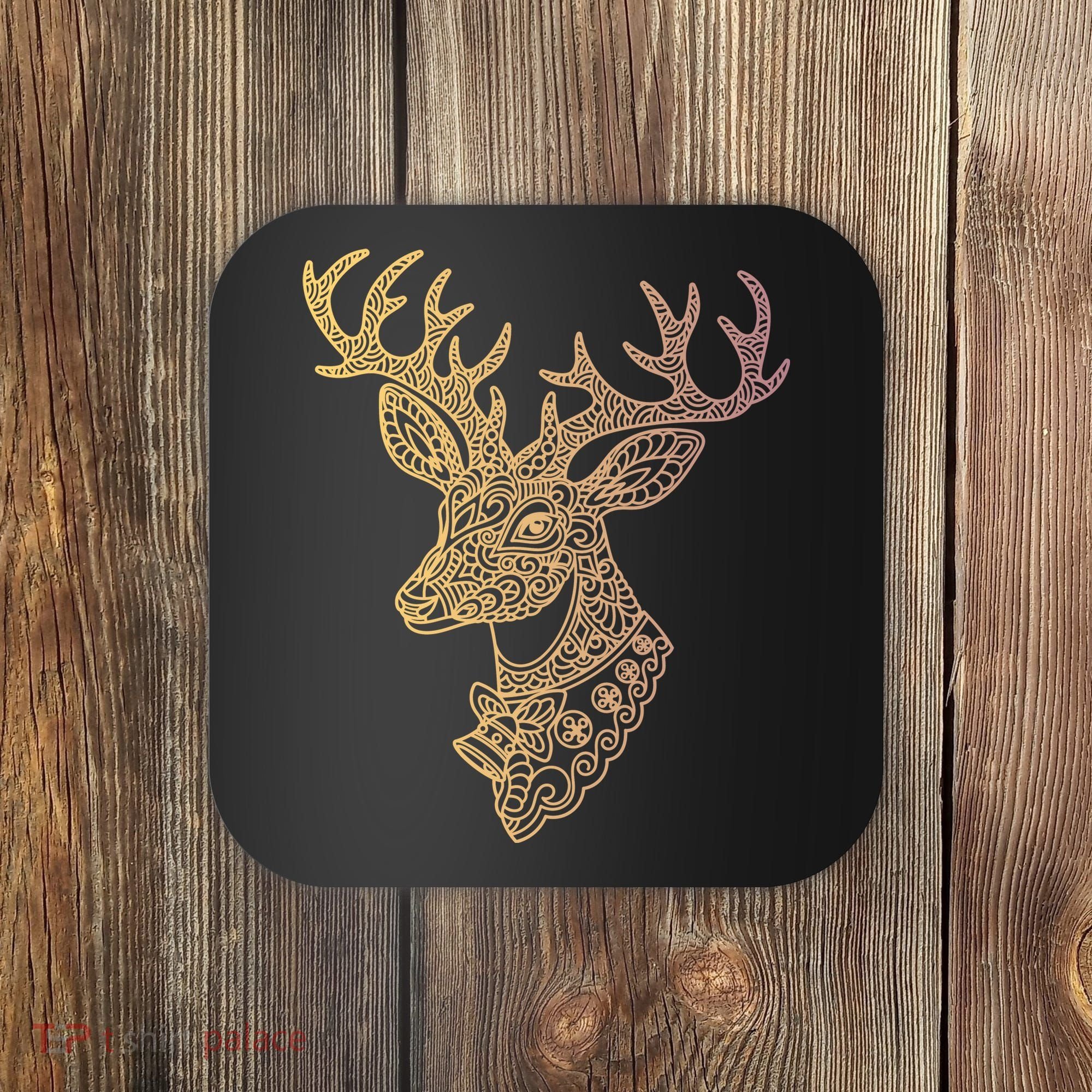 Reindeer Abstract Art Holiday Coaster