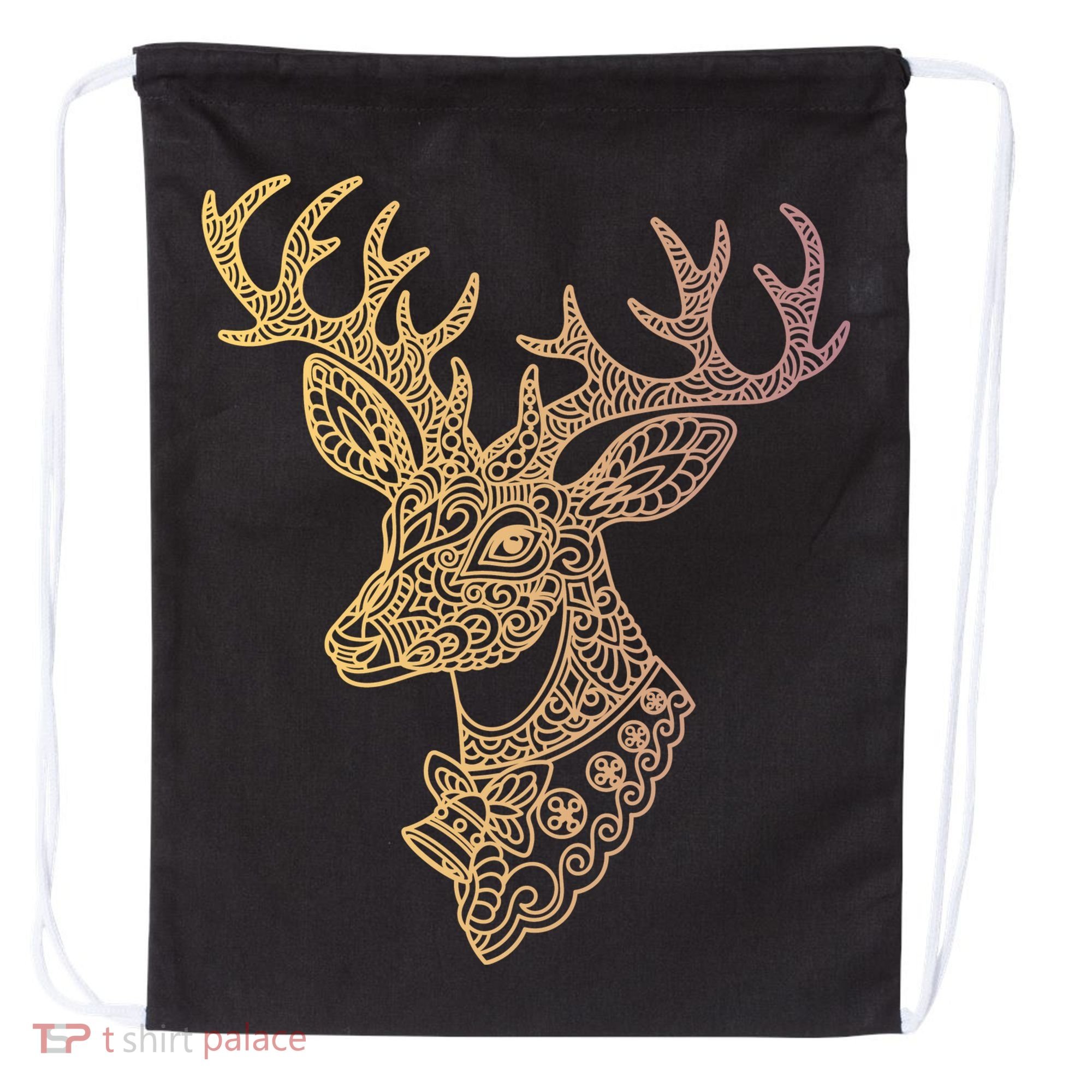 Reindeer Abstract Art Holiday Drawstring Bag