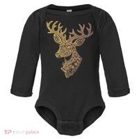 Reindeer Abstract Art Holiday Baby Long Sleeve Bodysuit thumb 0