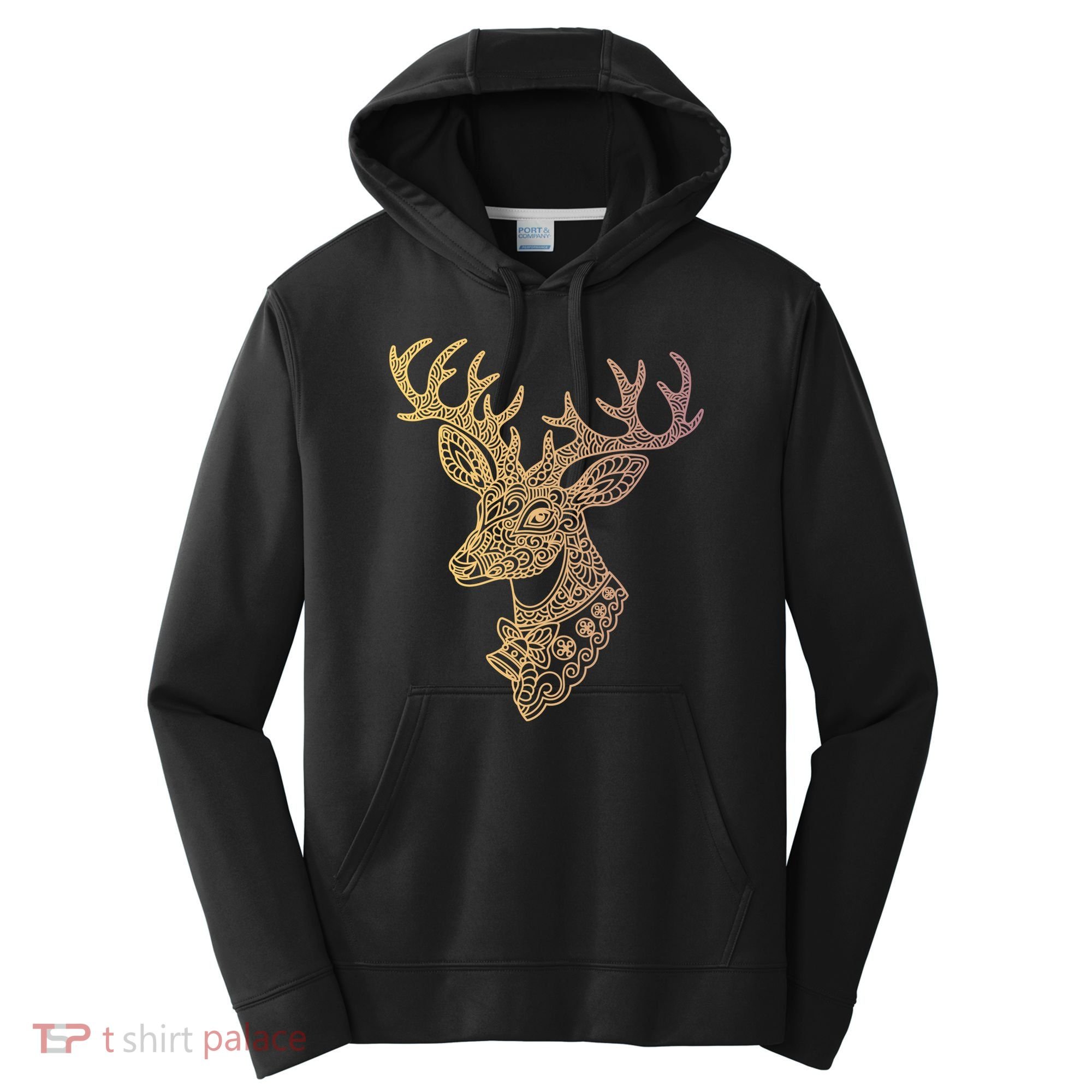 Reindeer Abstract Art Holiday Performance Fleece Hoodie