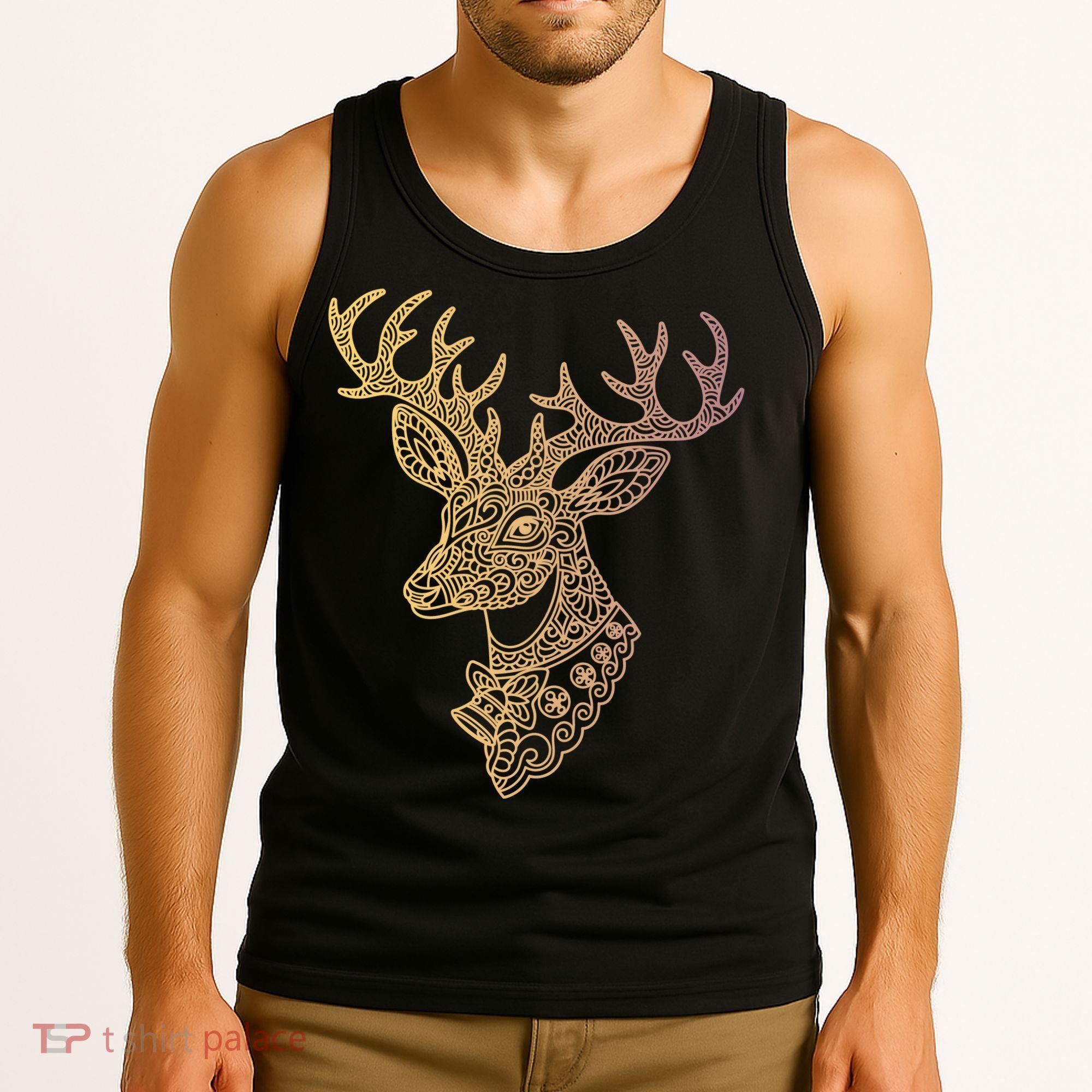 Reindeer Abstract Art Holiday Tank Top