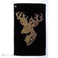 Reindeer Abstract Art Holiday Golf Towel thumb 0