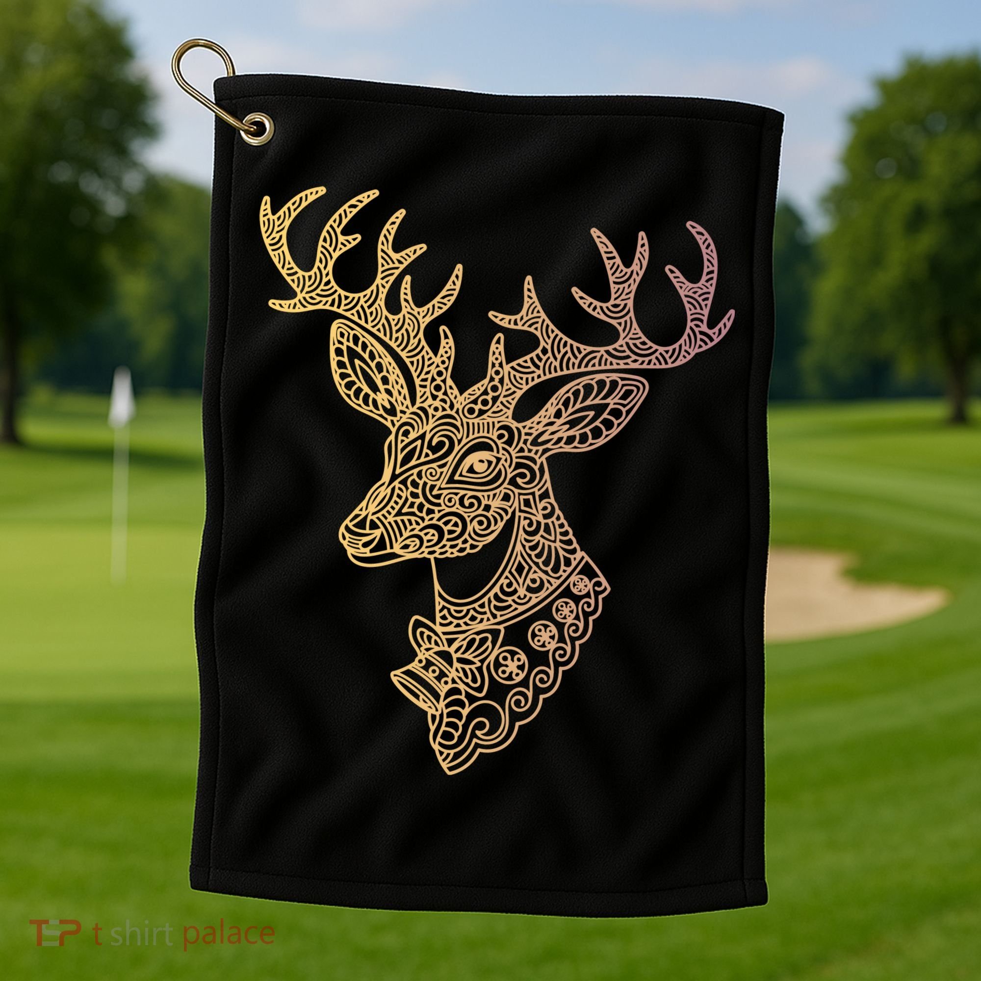 Reindeer Abstract Art Holiday Golf Towel