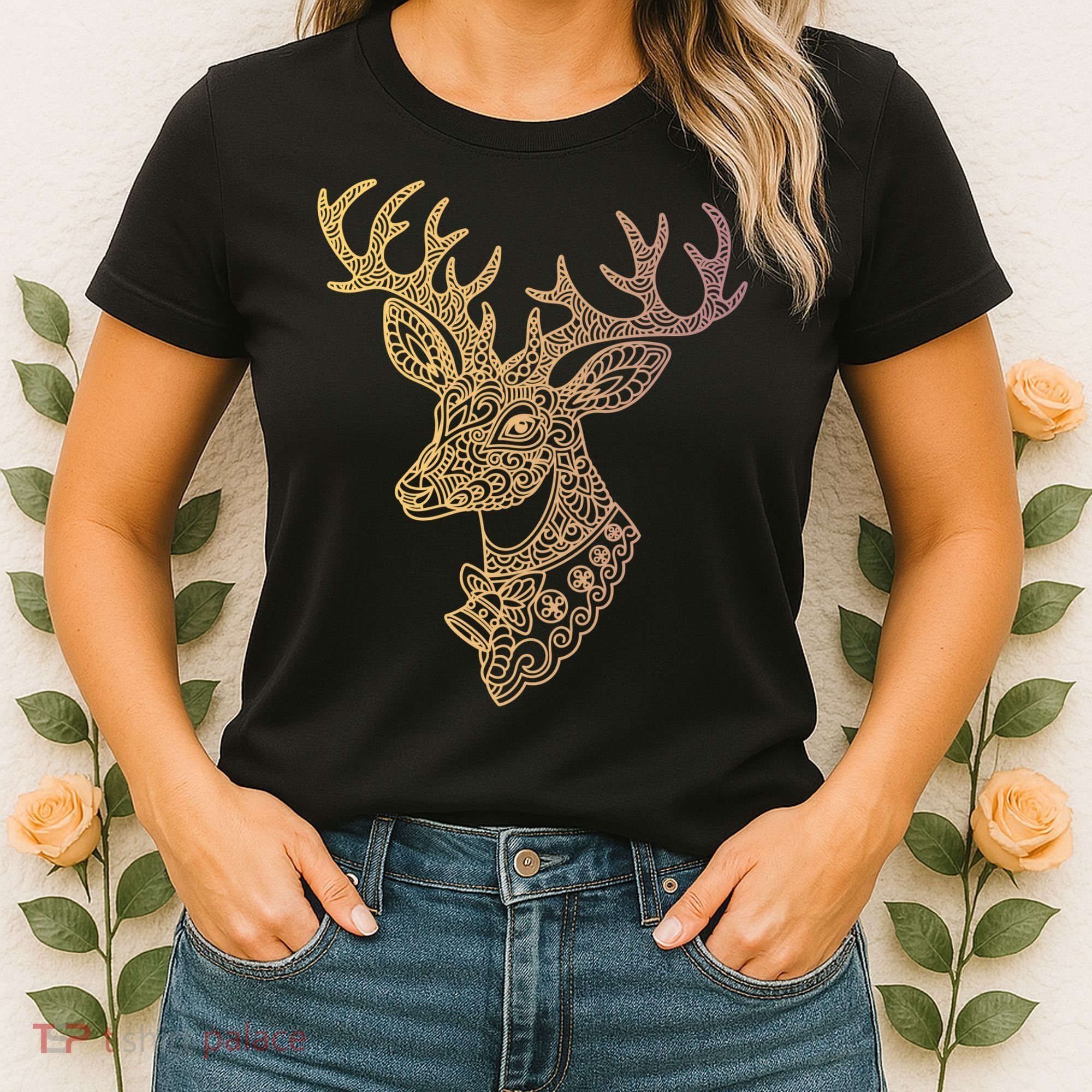 Reindeer Abstract Art Holiday Women's T-Shirt