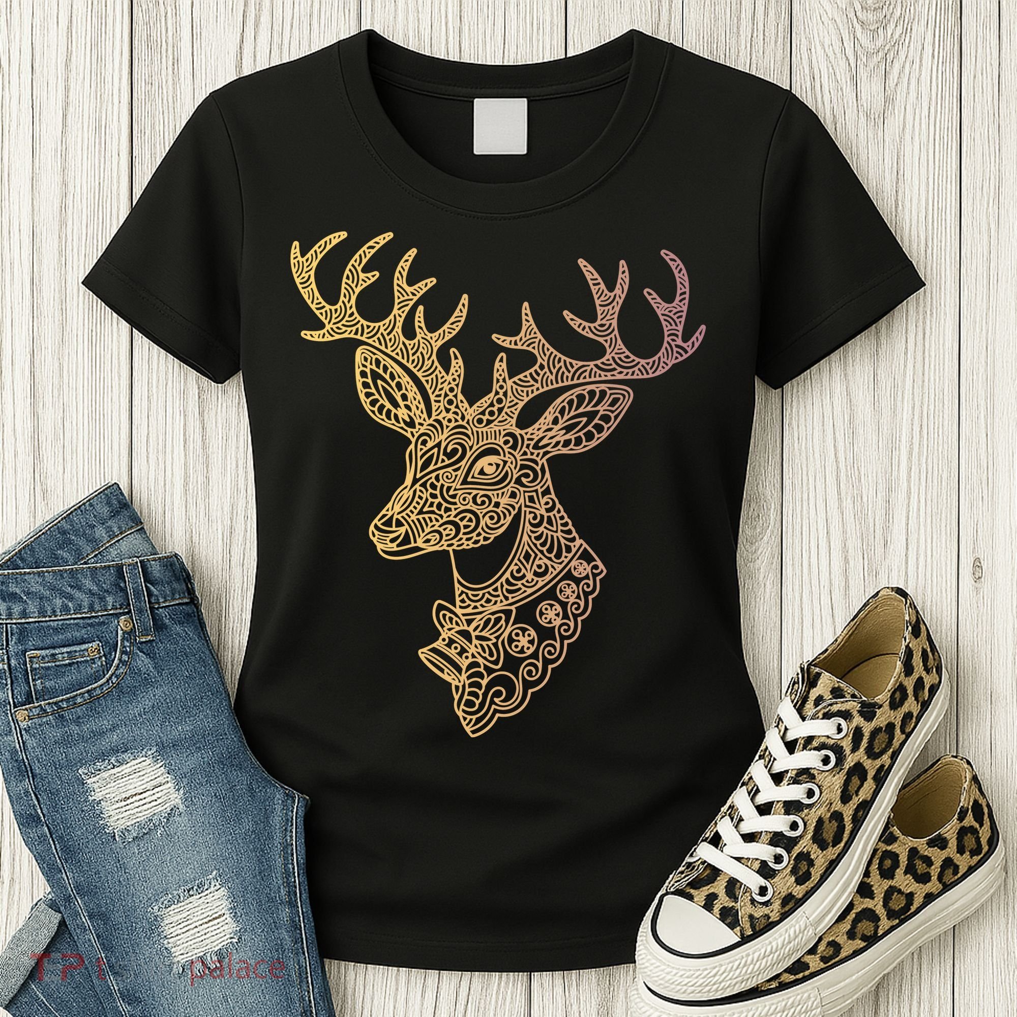 Reindeer Abstract Art Holiday Women's T-Shirt