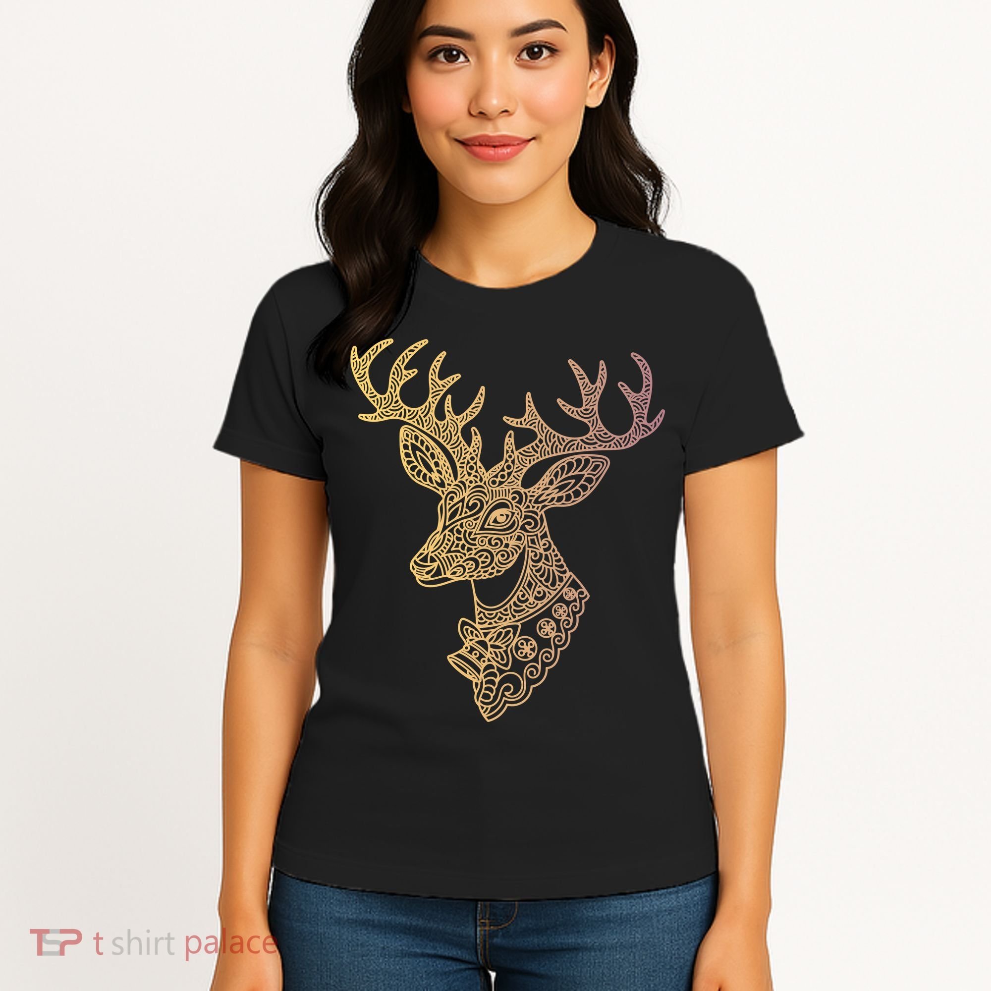 Reindeer Abstract Art Holiday Women's T-Shirt