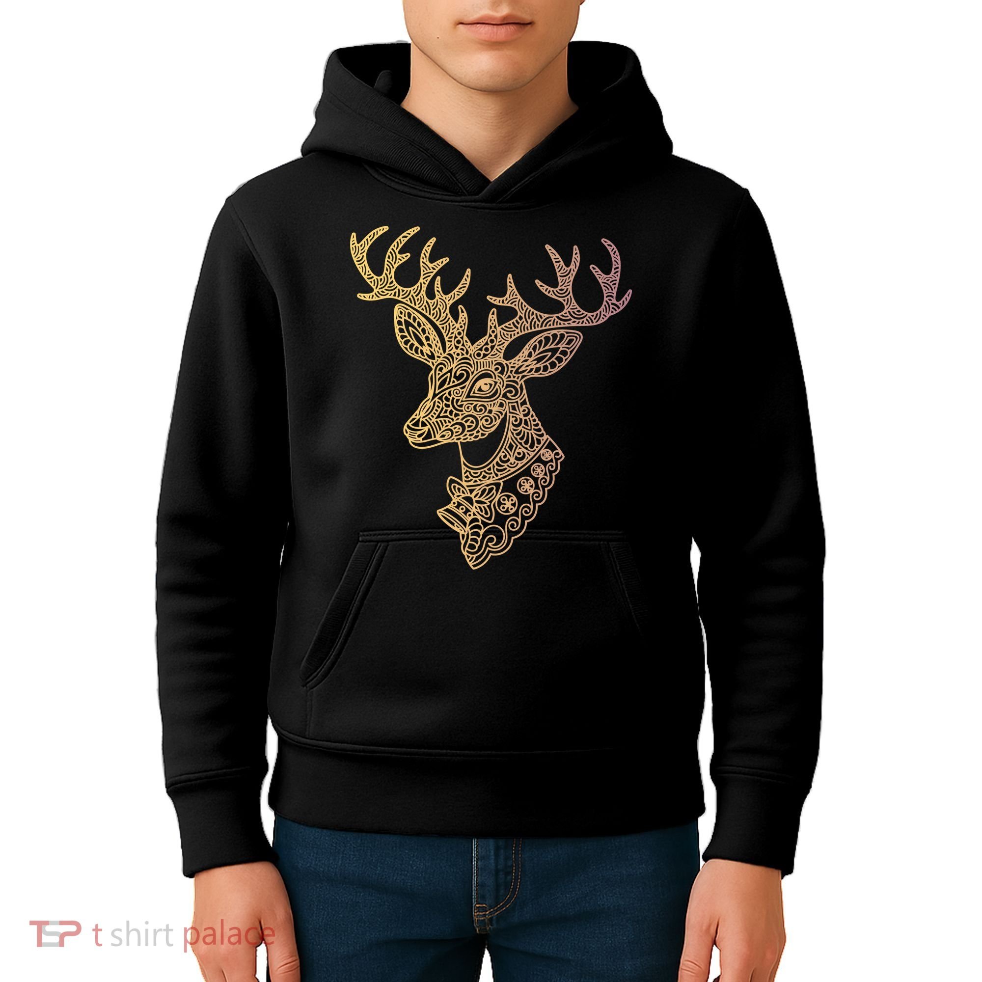 Reindeer Abstract Art Holiday Kids Hoodie