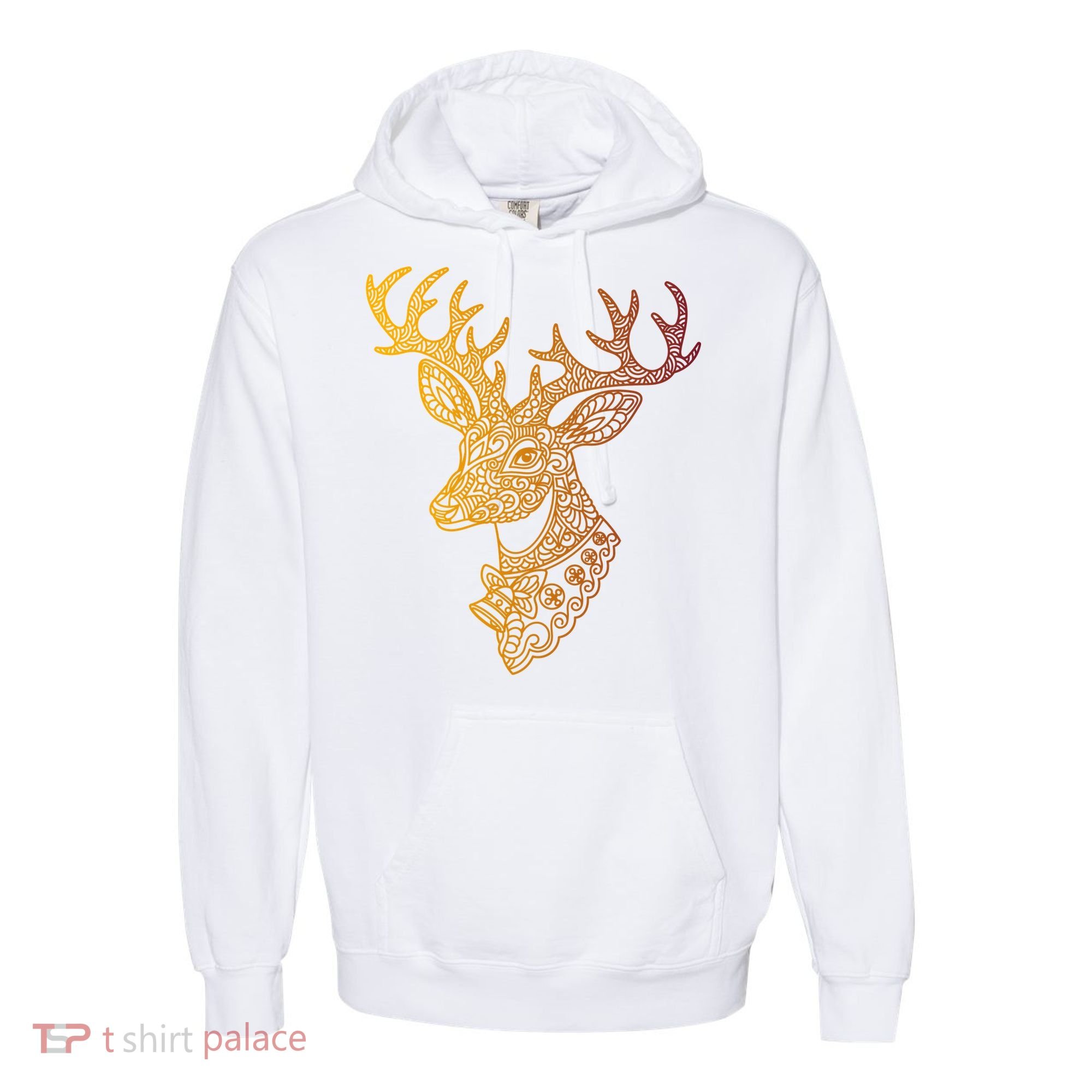 Reindeer Abstract Art Holiday Comfort Colors Garment-Dyed Hooded Sweatshirt