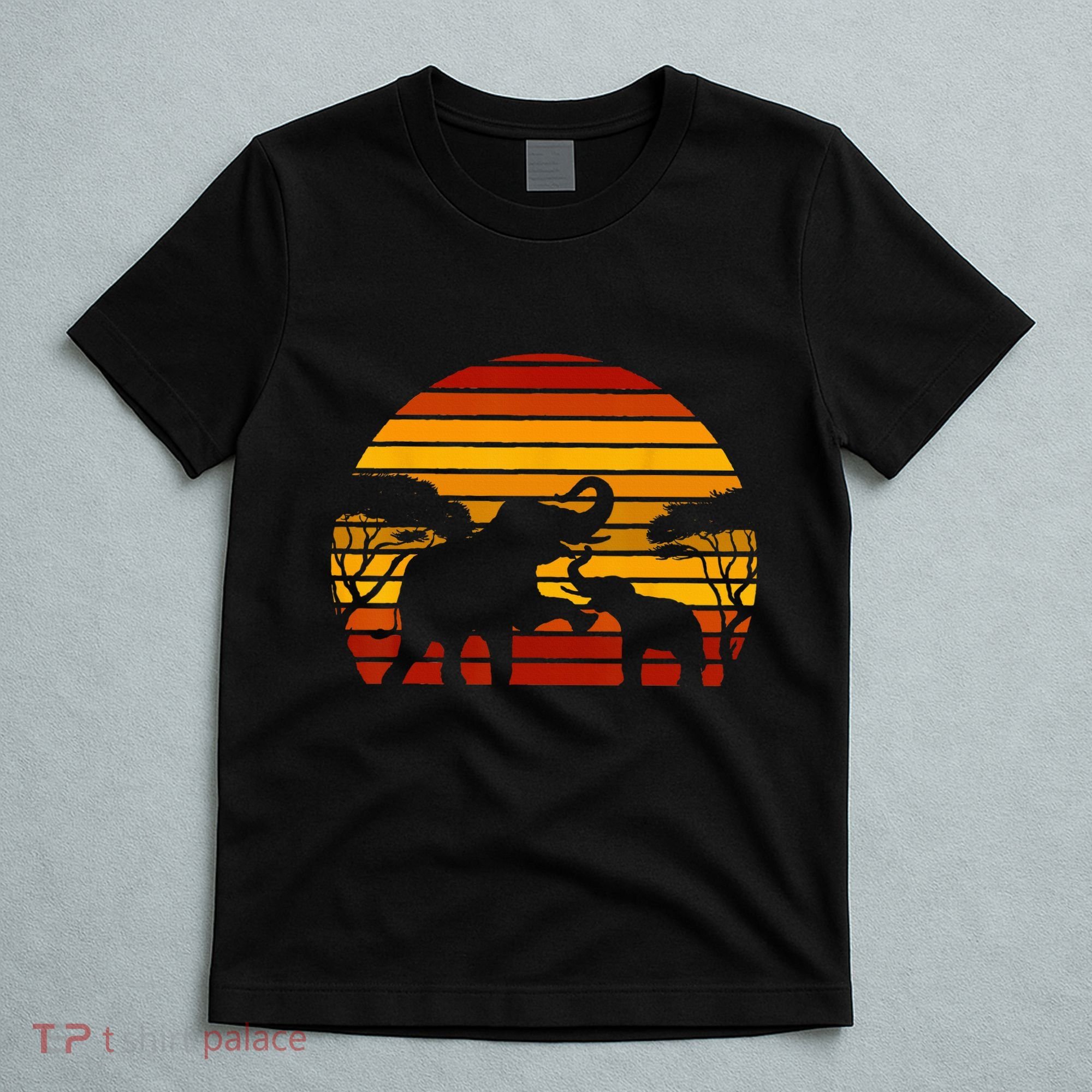 Retro Africa Animal Zoo Keeper Gift Safari Sunset Elephant T-Shirt