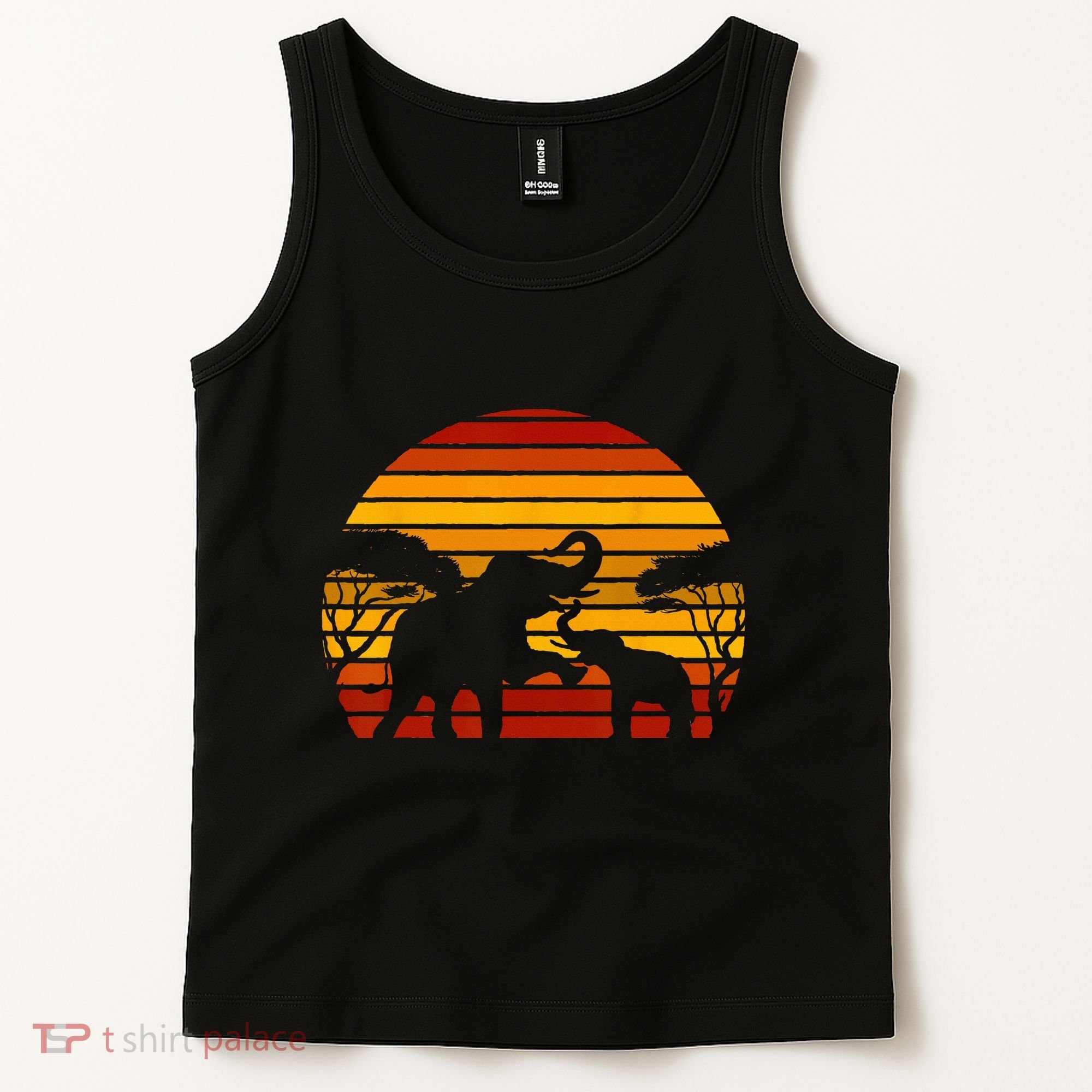 Retro Africa Animal Zoo Keeper Gift Safari Sunset Elephant Tank Top
