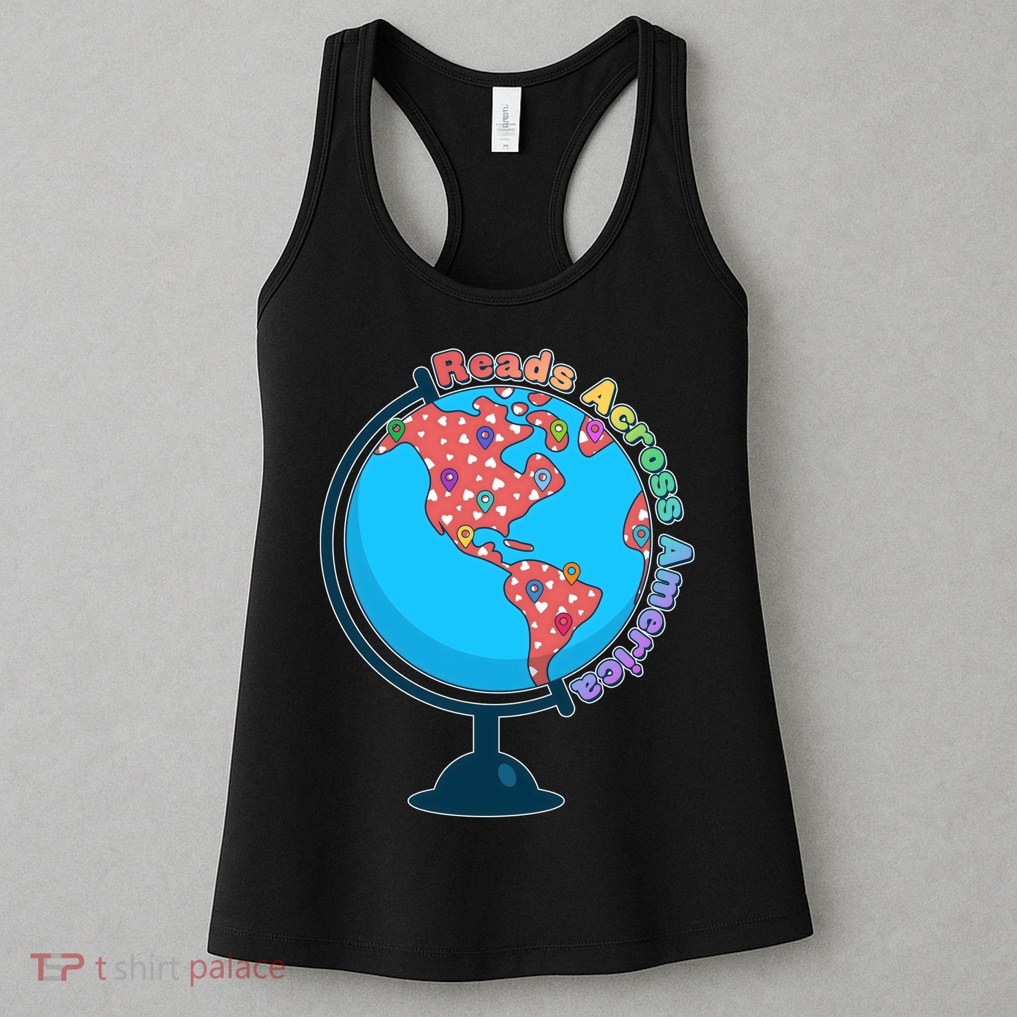 Reads Across America World Globe Book Lover Women's Tank Top