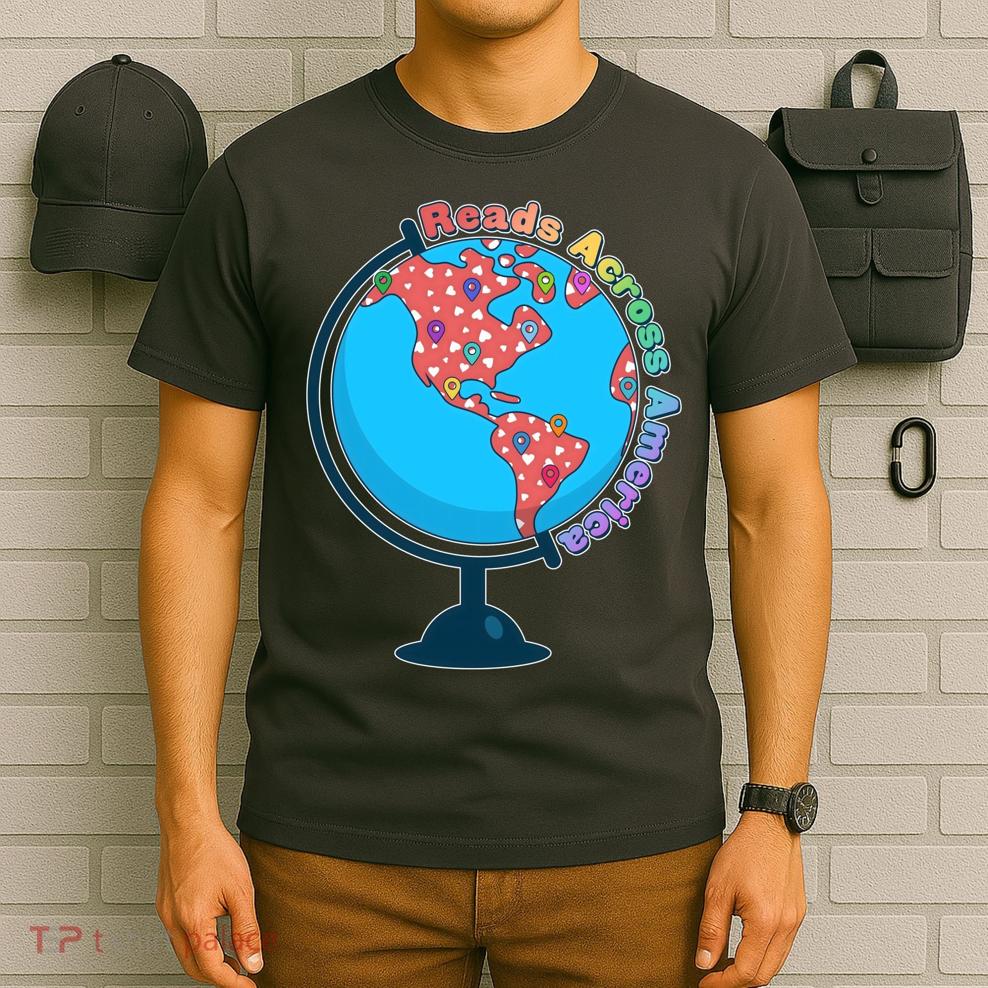 Reads Across America World Globe Book Lover T-Shirt