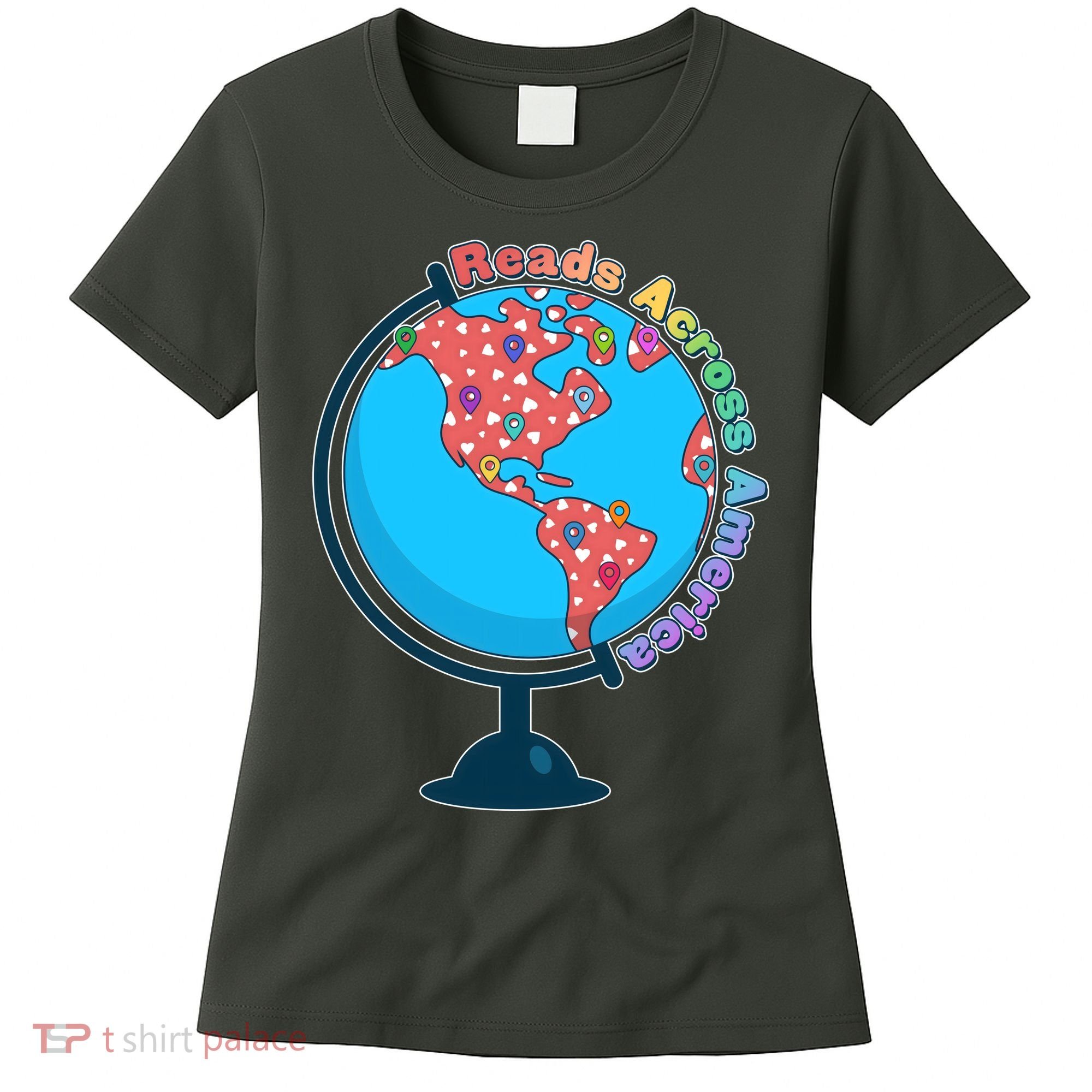 Reads Across America World Globe Book Lover Women's T-Shirt