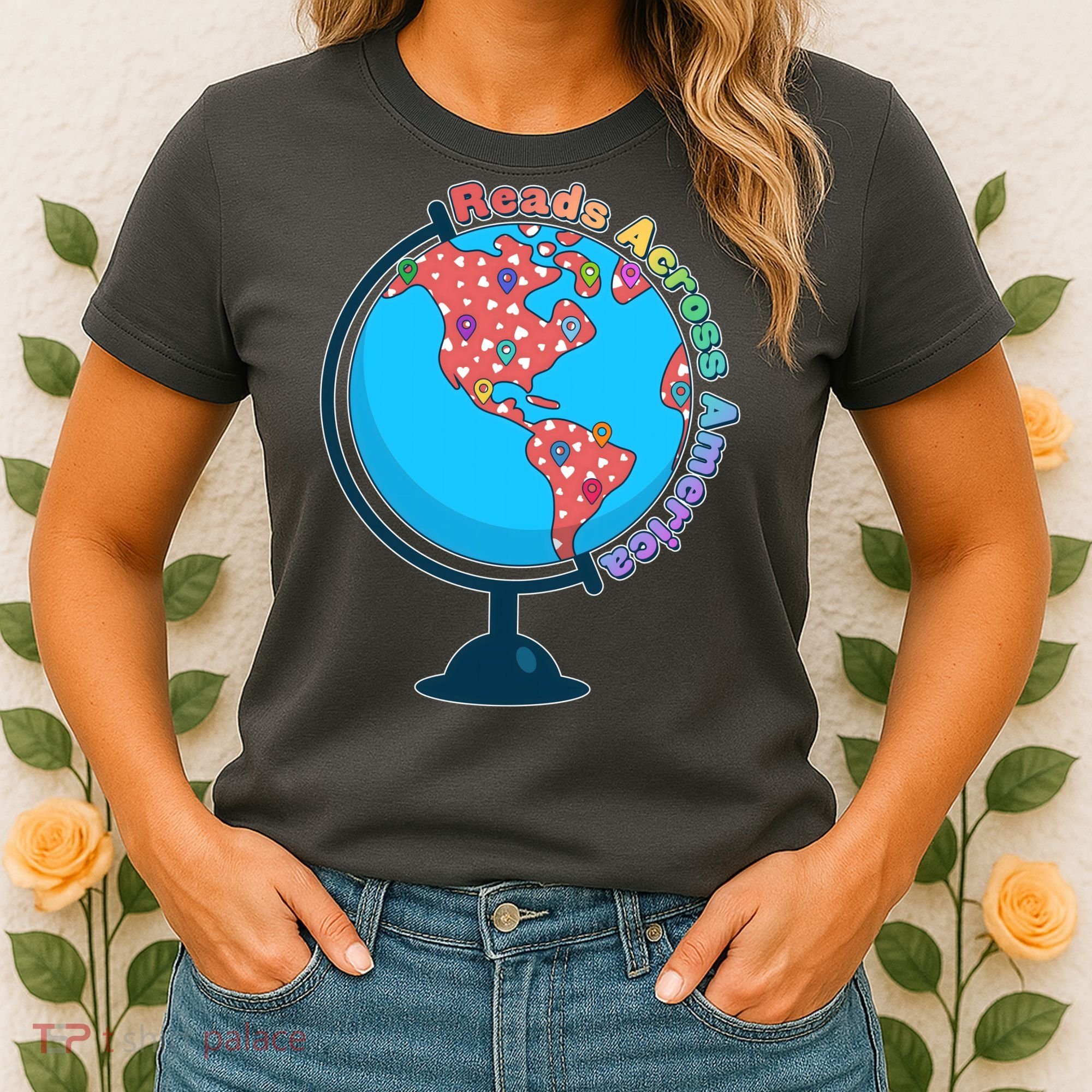 Reads Across America World Globe Book Lover Women's T-Shirt